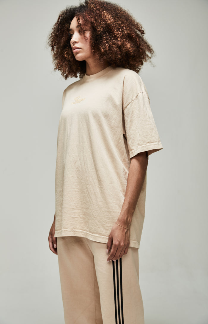 Women's Beige Dye Crew Neck T-Shirt
