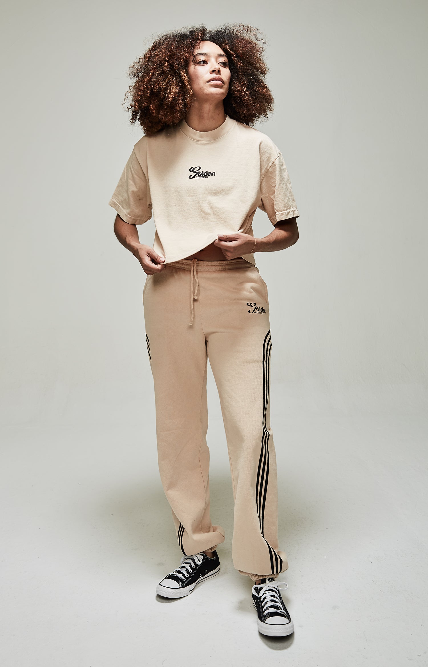 Women's Beige Oversize Crop Tee