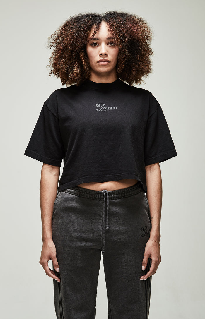 Women's Black Oversize Crop Tee