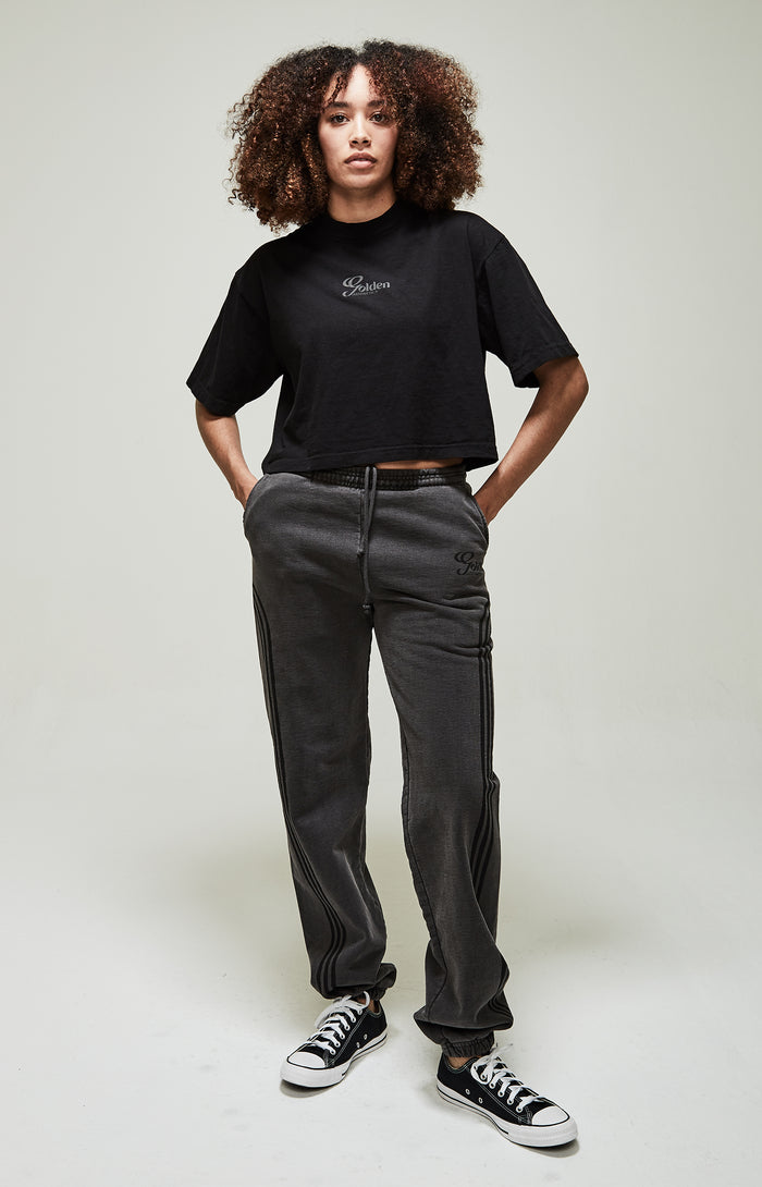 Women's Black Oversize Crop Tee