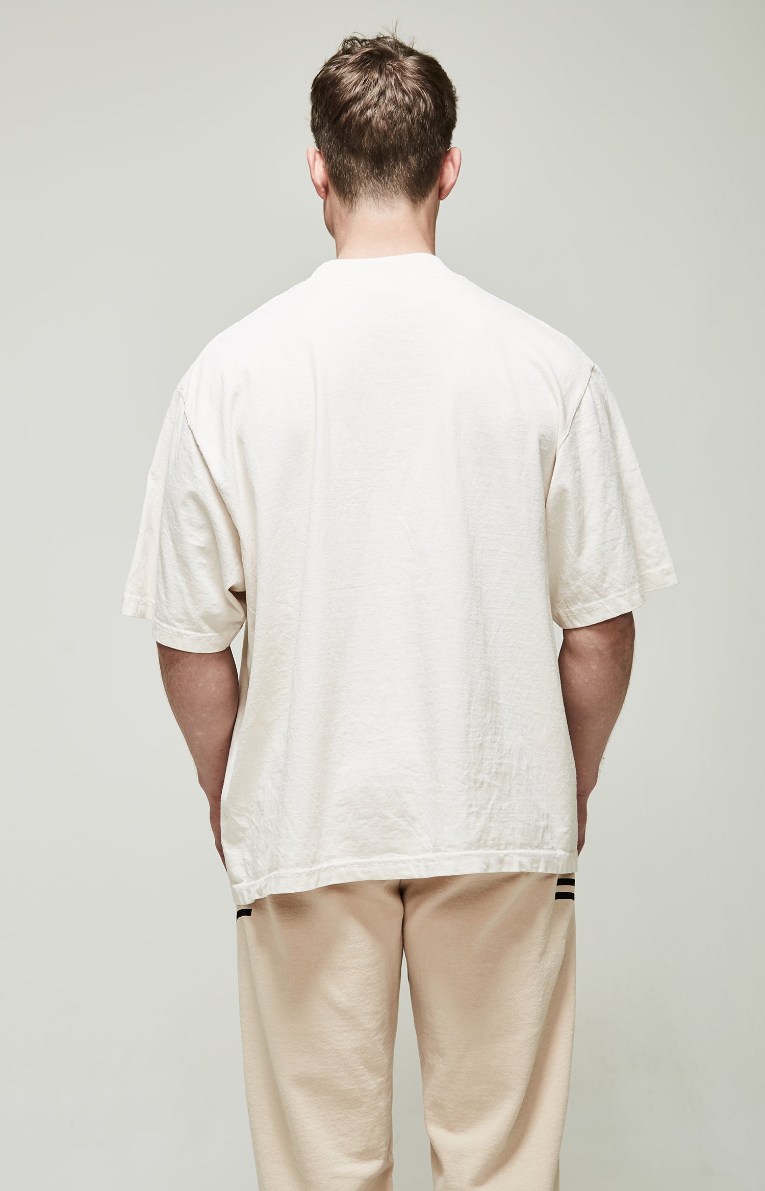 Men's Cream Oversized High mock T-Shirt