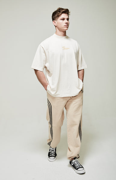 Men's Cream Oversized High mock T-Shirt – Golden Aesthetics