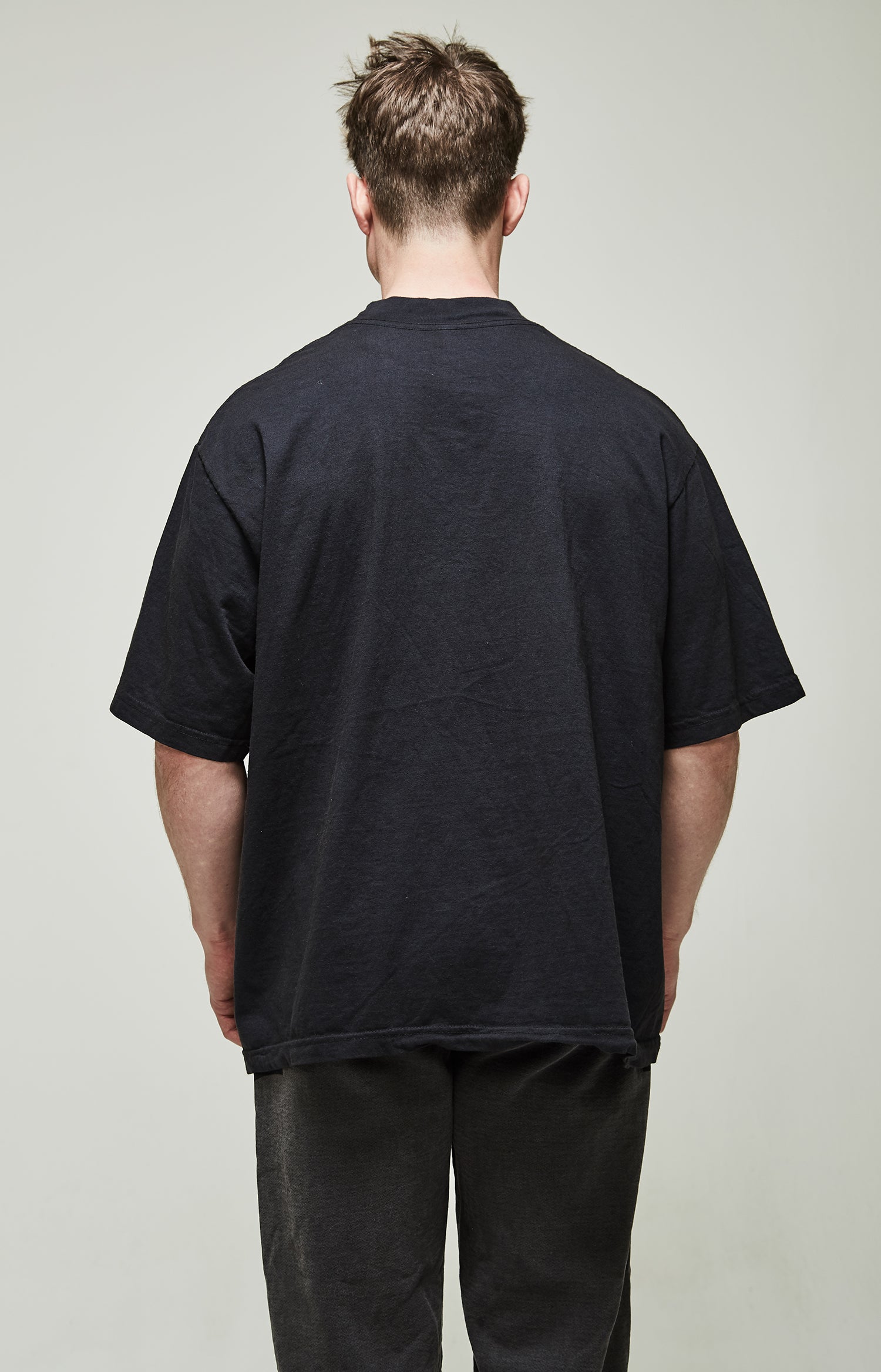 Men's Off Black Oversized High Mock T-Shirt