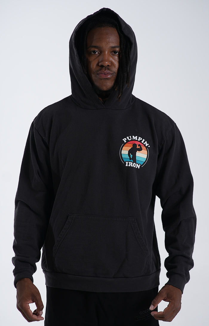 Wash Black Pumping Iron Hoodie