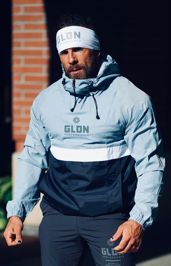 Grey Pullover Hooded Windbreaker