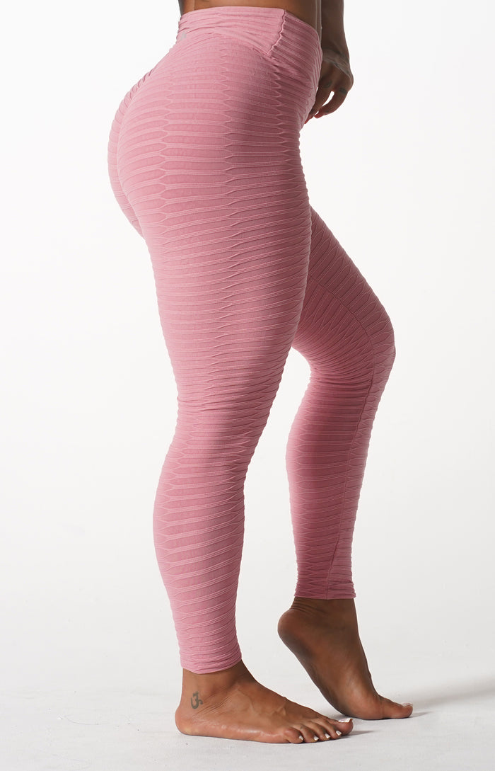 Pink Textured Leggings