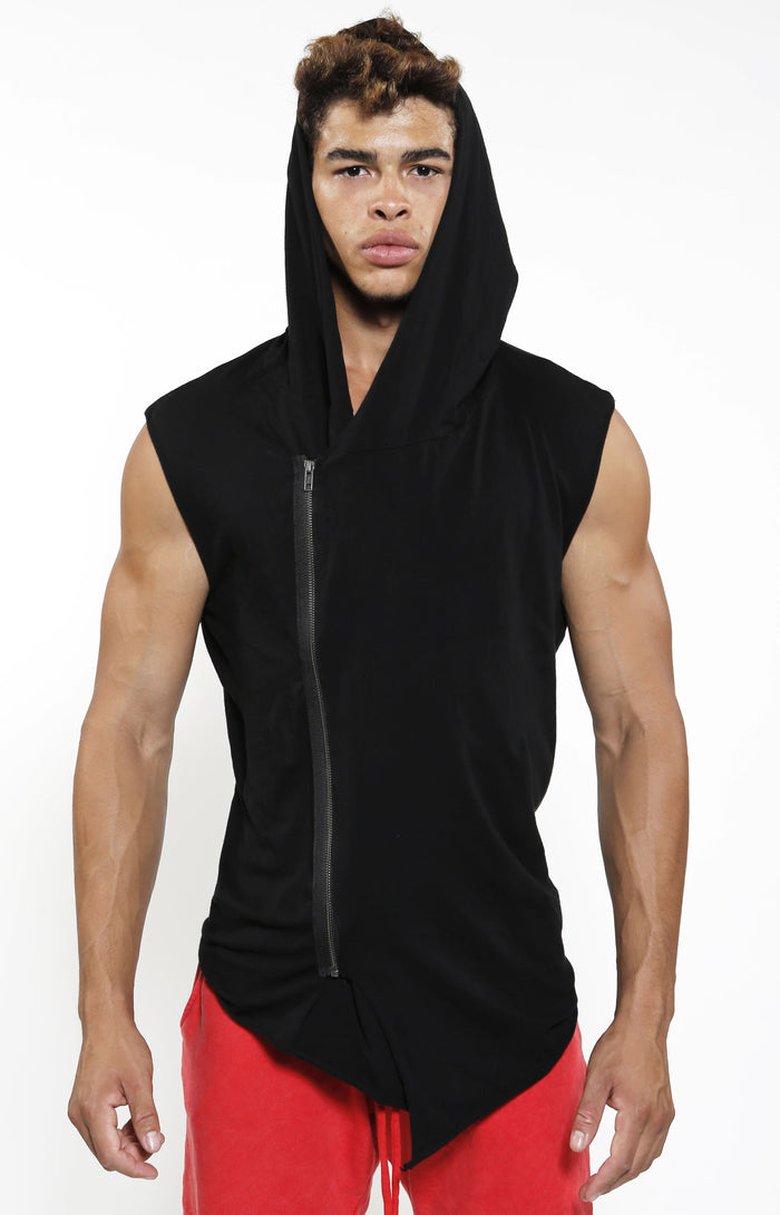Sleeveless Assassin Hoodie - Jet Black - Golden Aesthetics