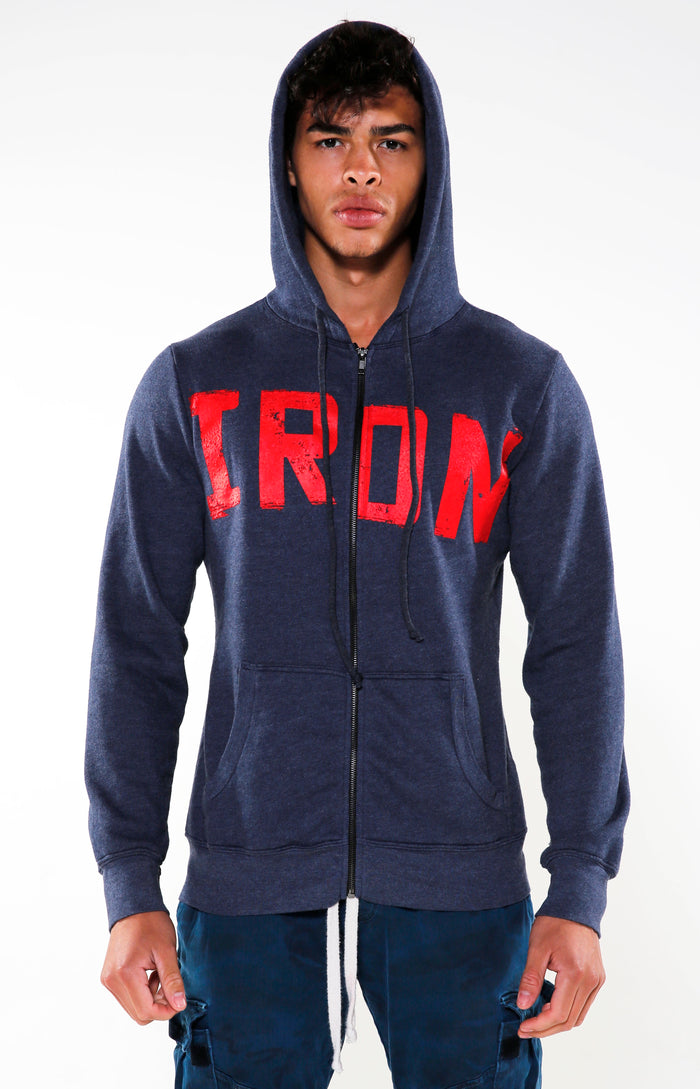 Men’s Blue and Red Iron Hoodie | Golden Aesthetics - Golden Aesthetics
