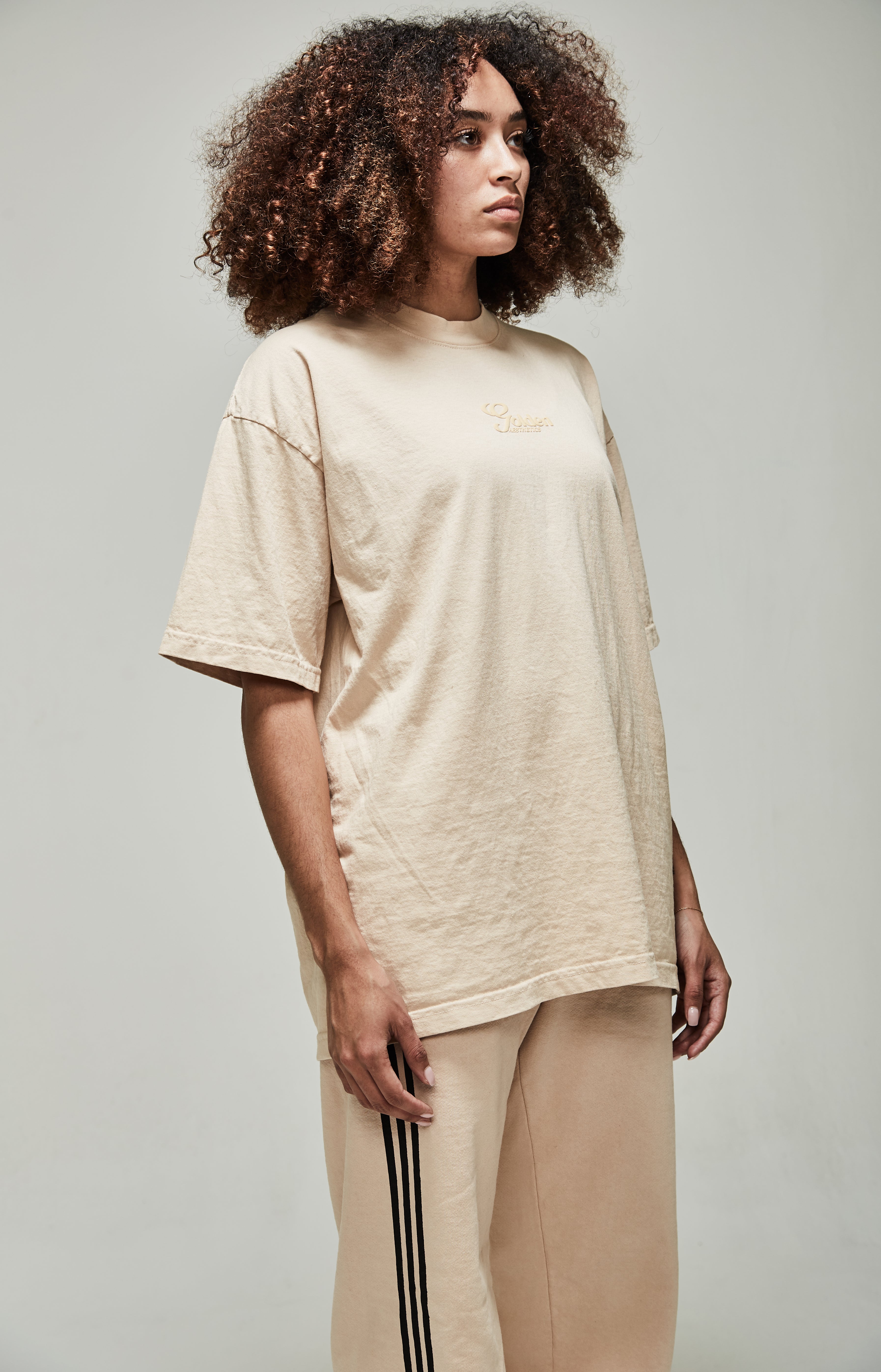 Women's Beige Dye Crew Neck T-Shirt