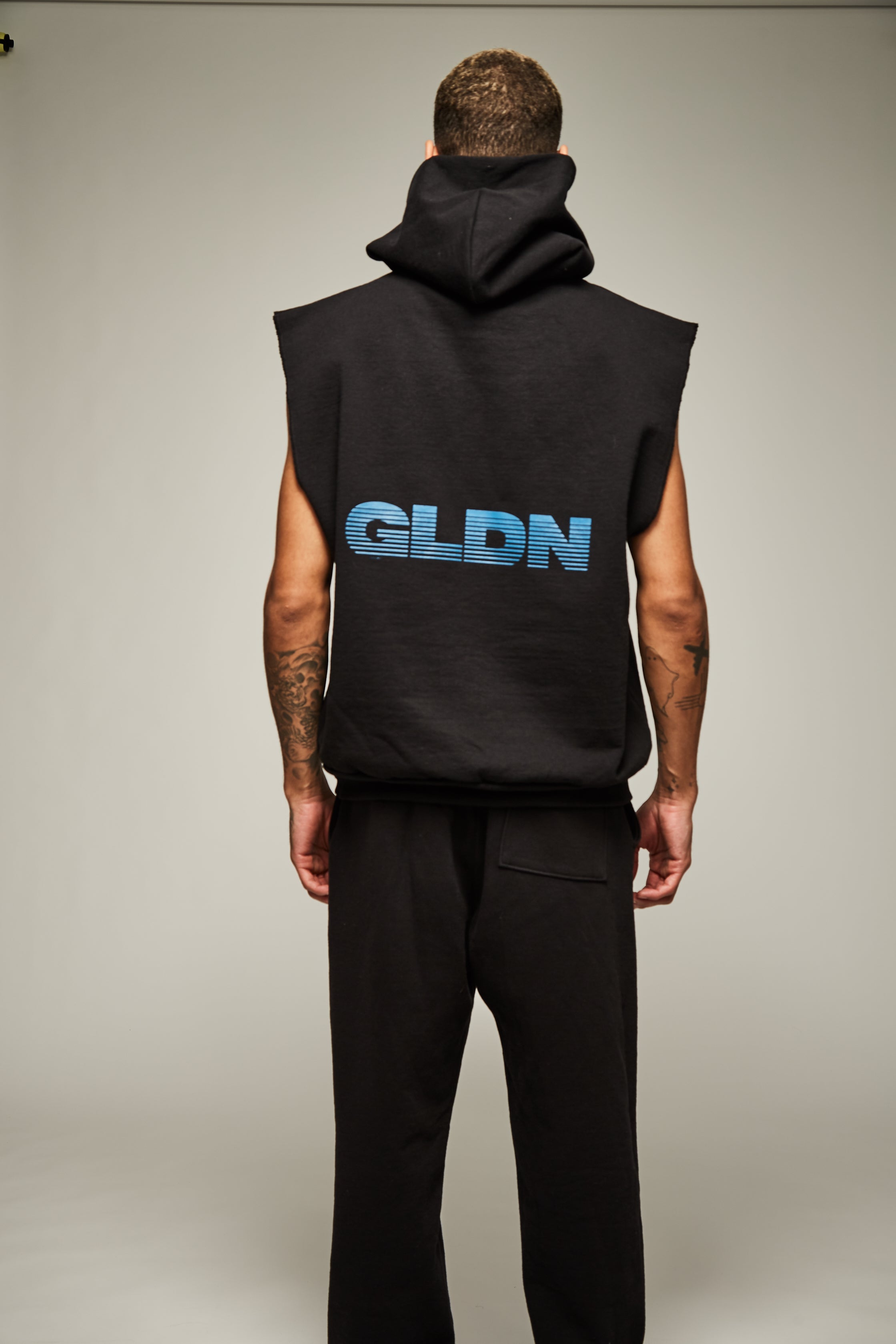 Black Sleeveless Hoodie