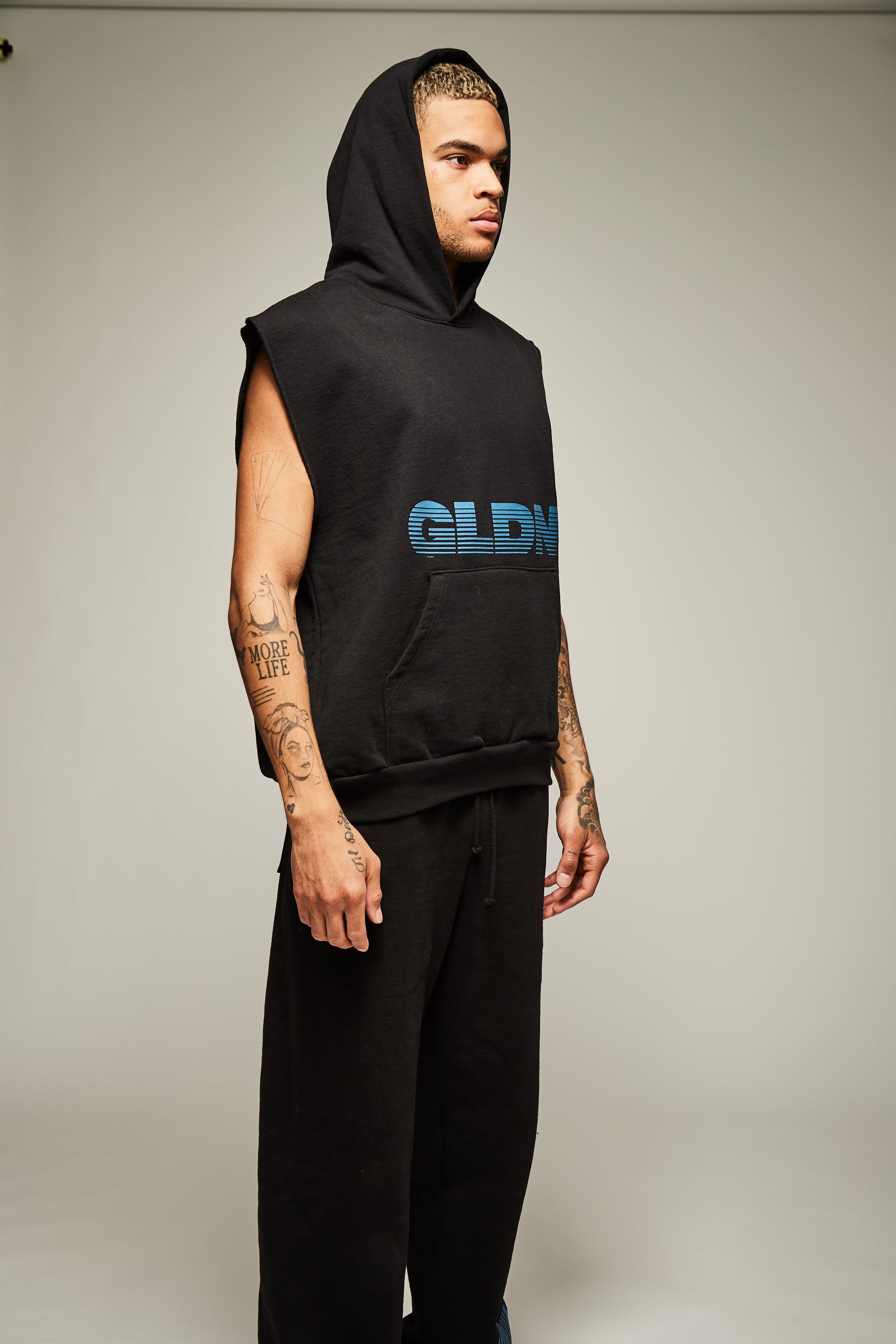 Black Sleeveless Hoodie