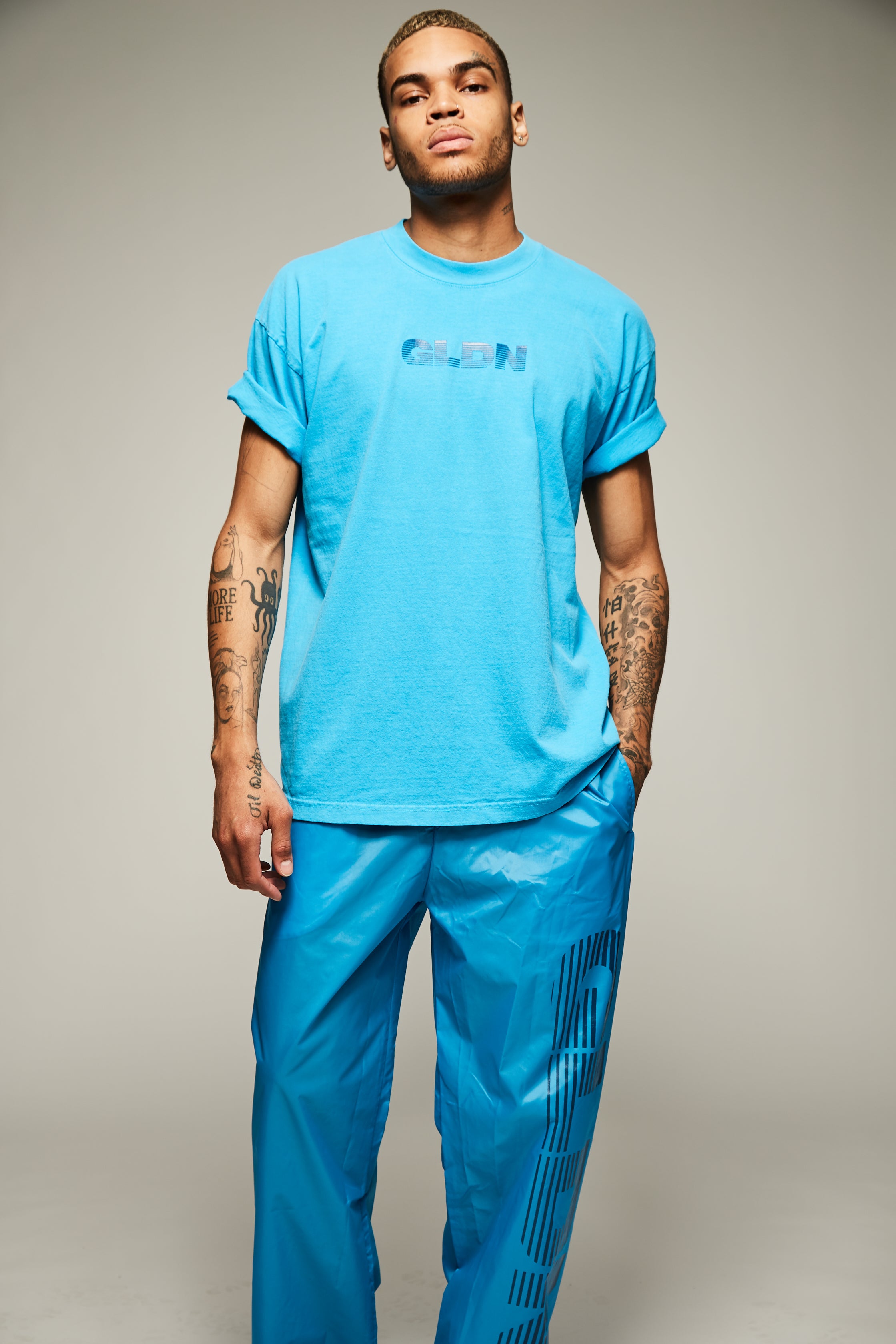 Neon Blue Crew Neck T-Shirt