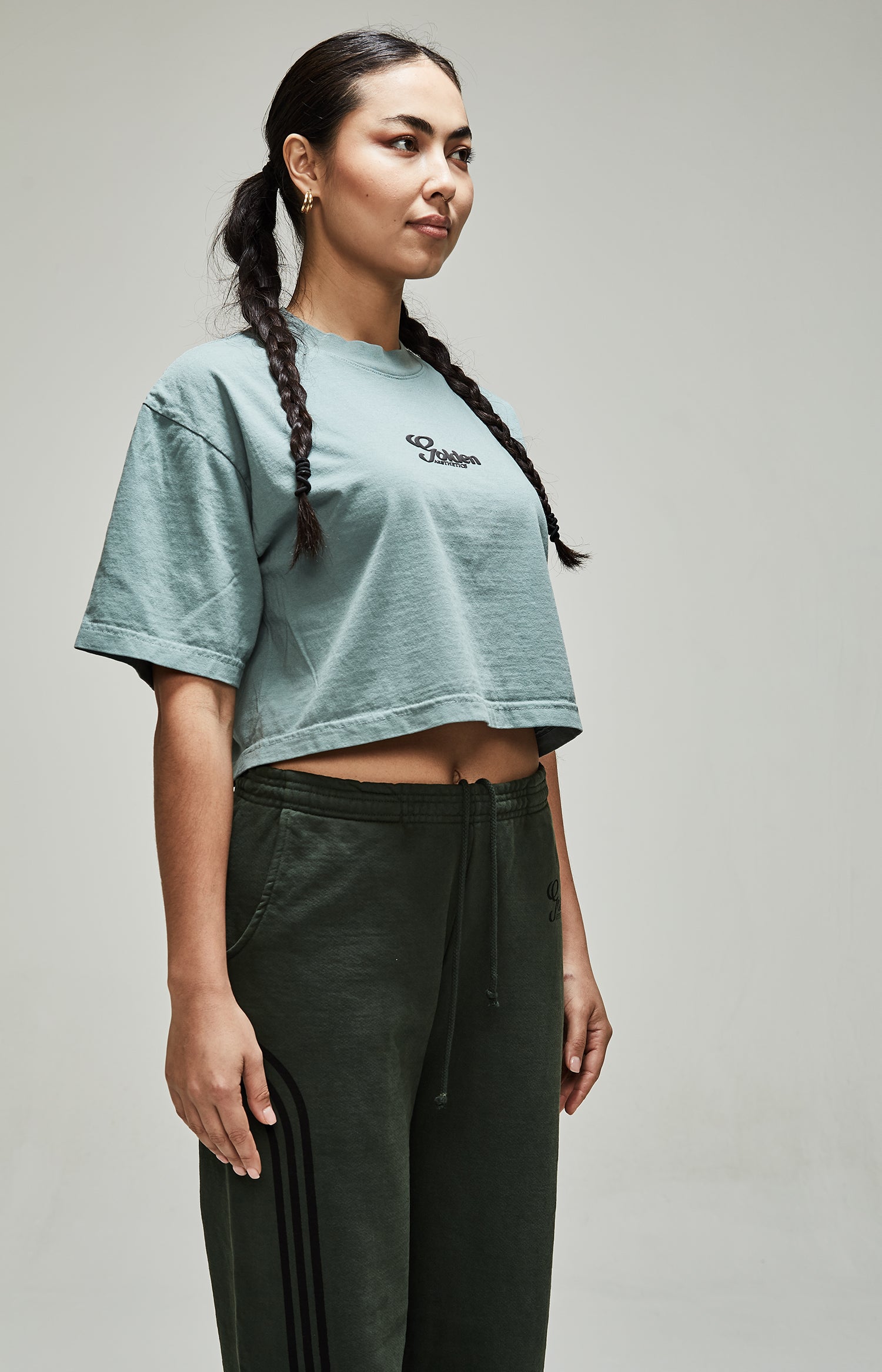 Women's Atlantic Green Oversize Crop Tee