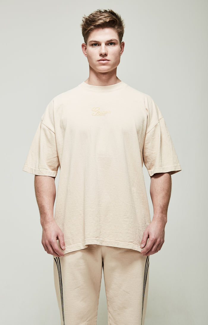 Men's Beige Dye Crew Neck T-Shirt