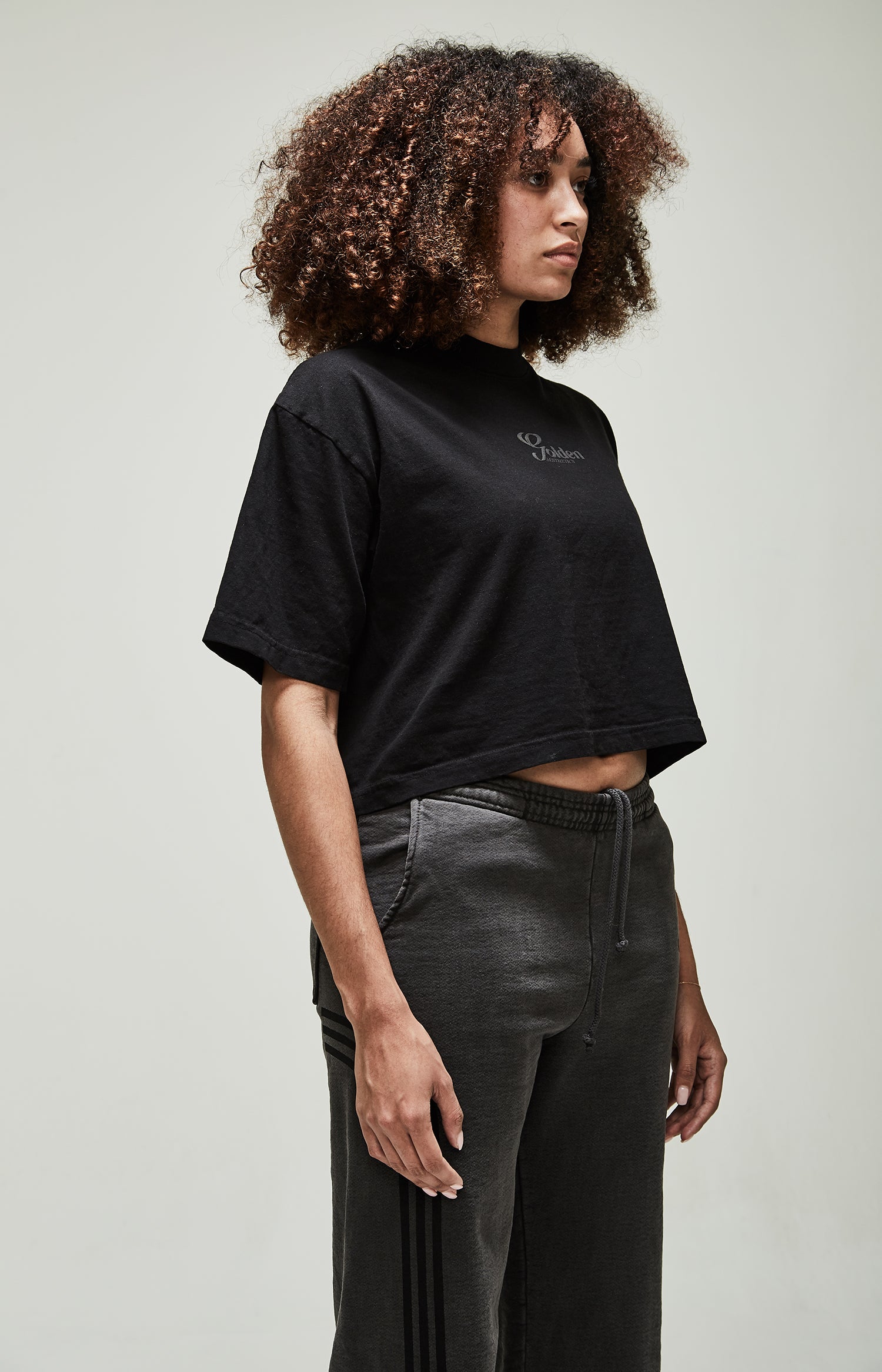 Women's Black Oversize Crop Tee