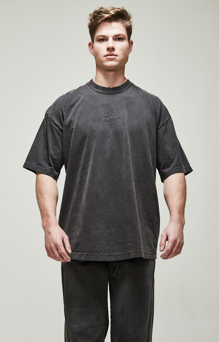 Men's Vintage Black Dye Crew Neck T-Shirt