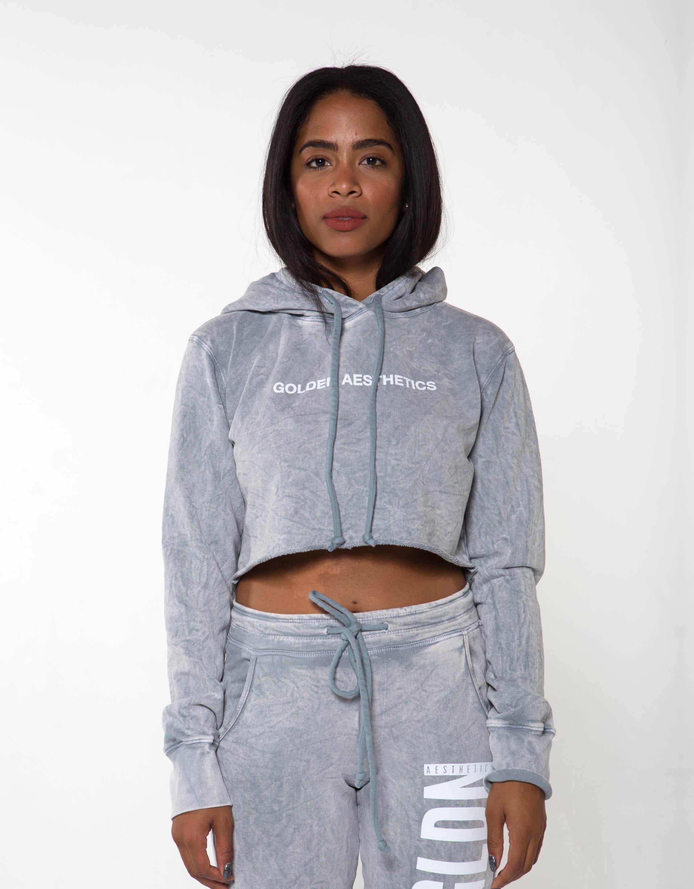 GA Her Raw Crop Hoodie - Marl - Golden Aesthetics