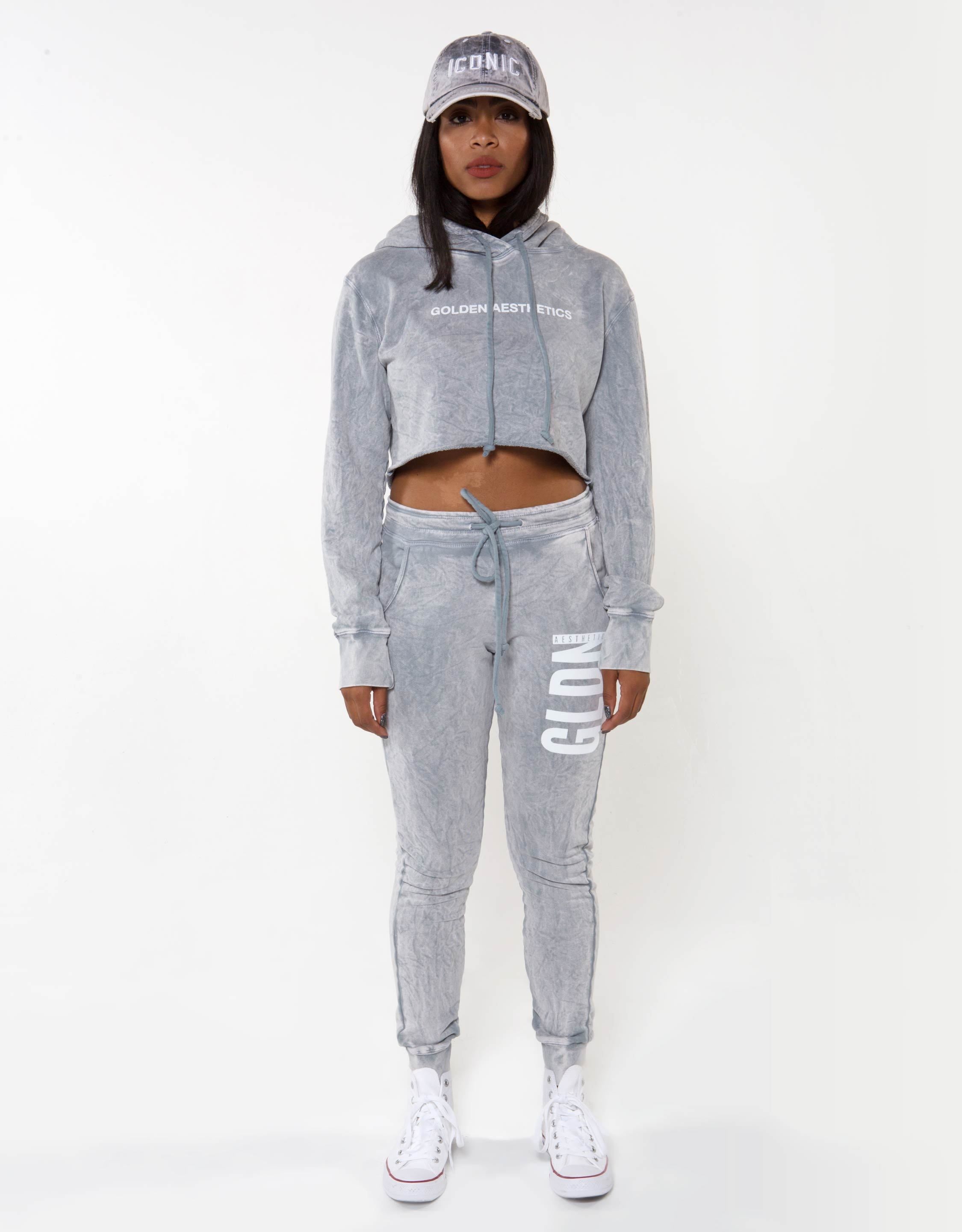 GA Her Raw Crop Hoodie - Marl - Golden Aesthetics