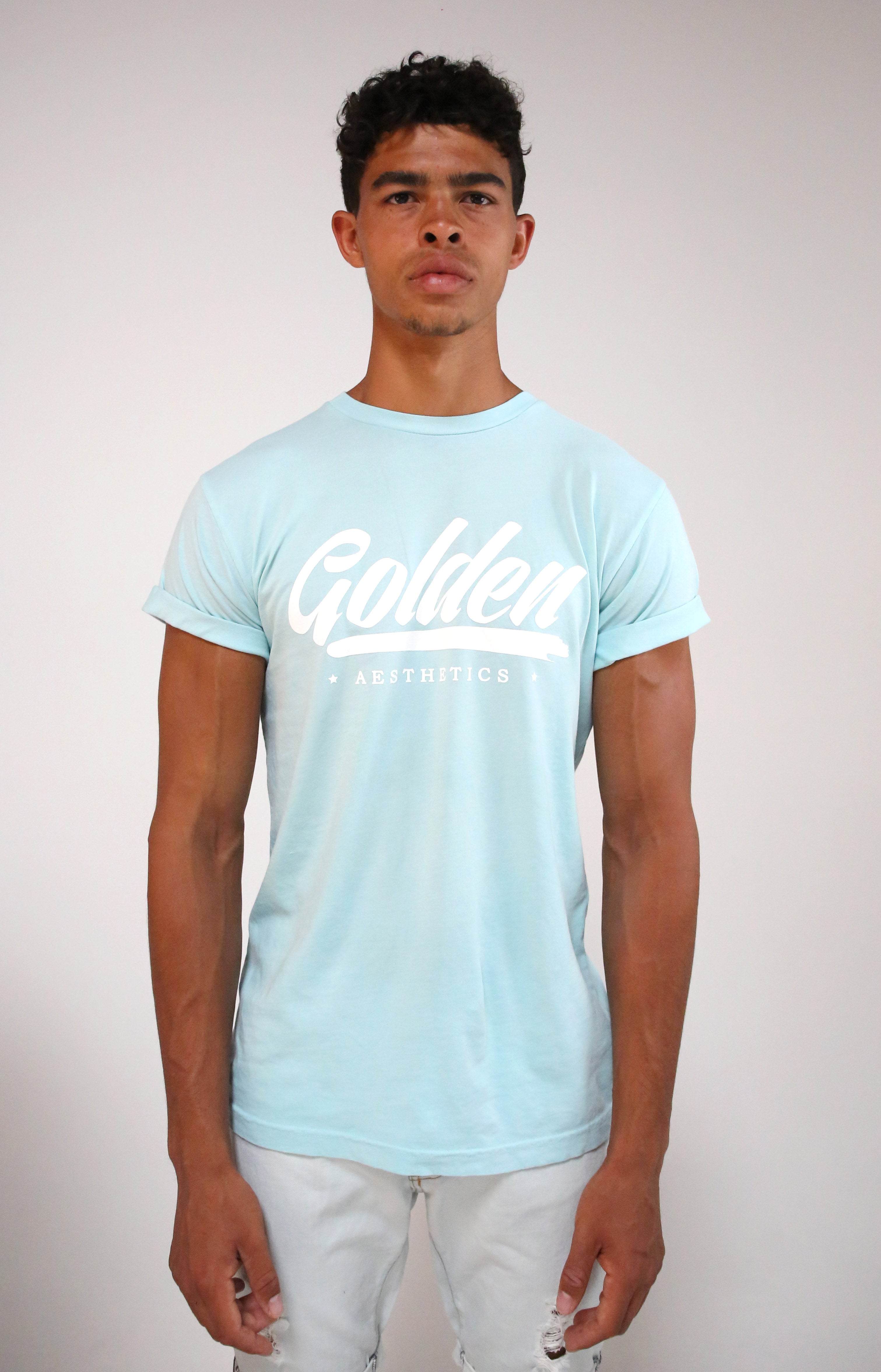 Blue Water Rolled Sleeve T-Shirt