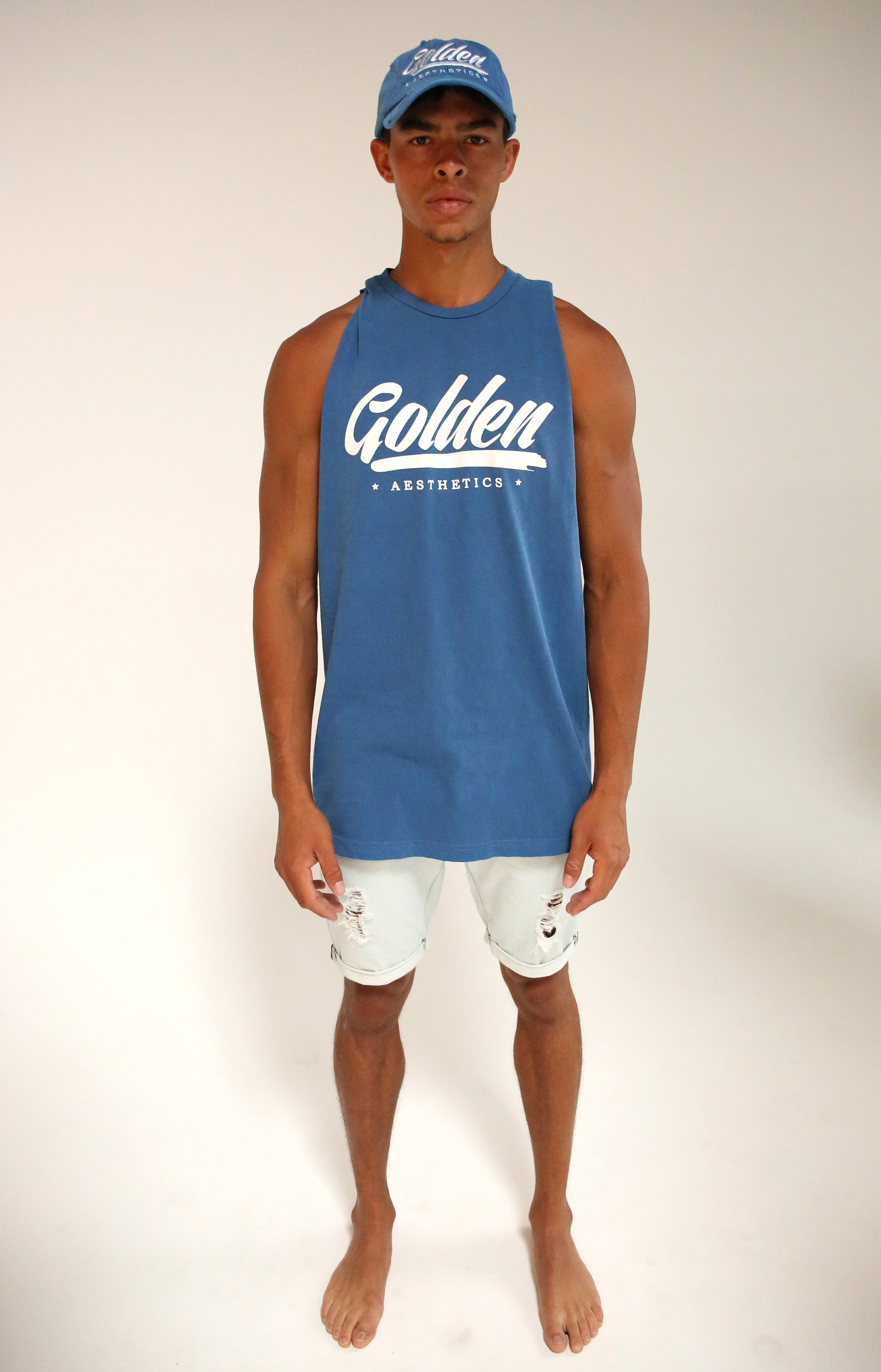 Oversized Faded Navy GA Muscle Tank