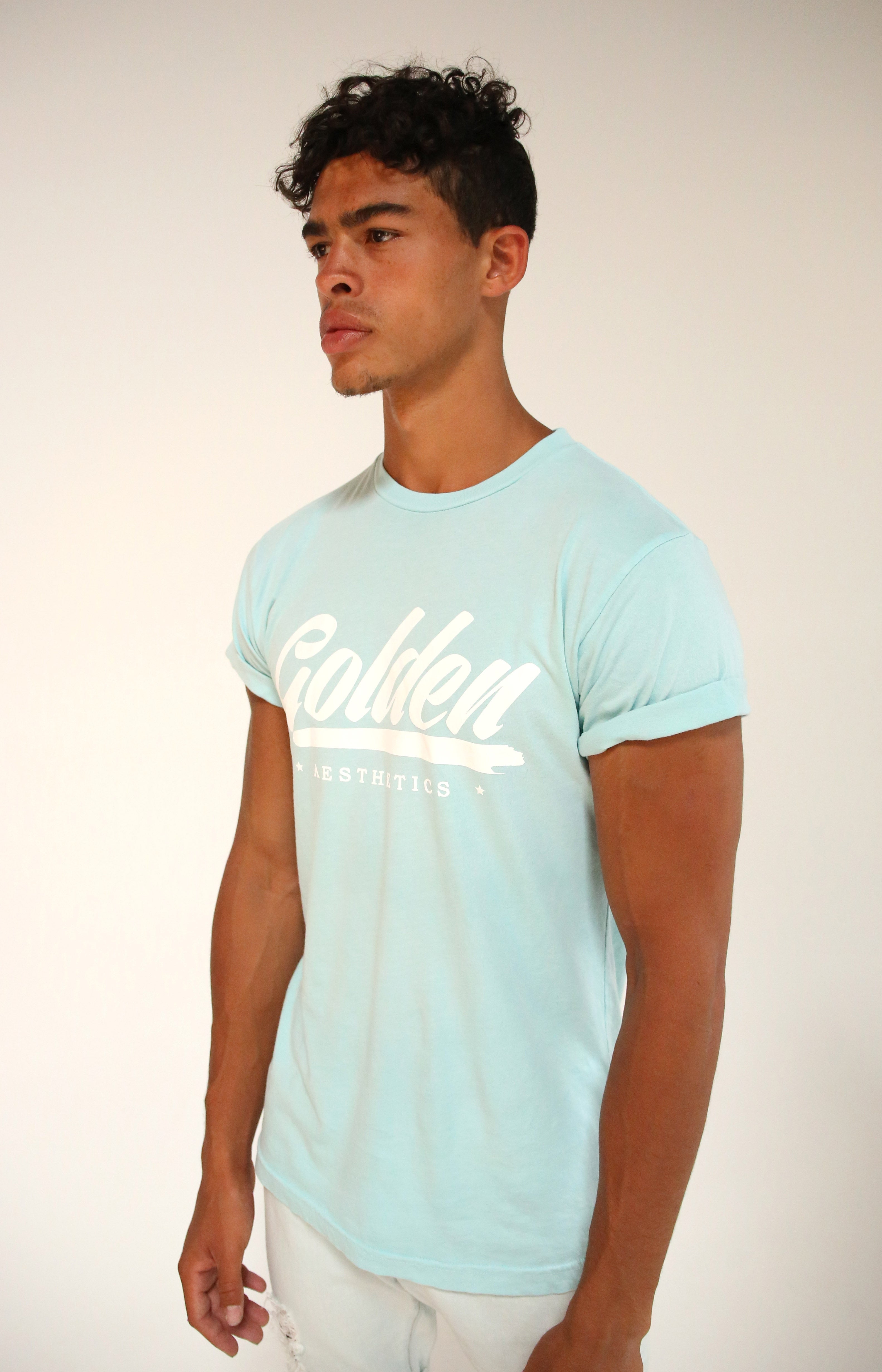 Blue Water Rolled Sleeve T-Shirt