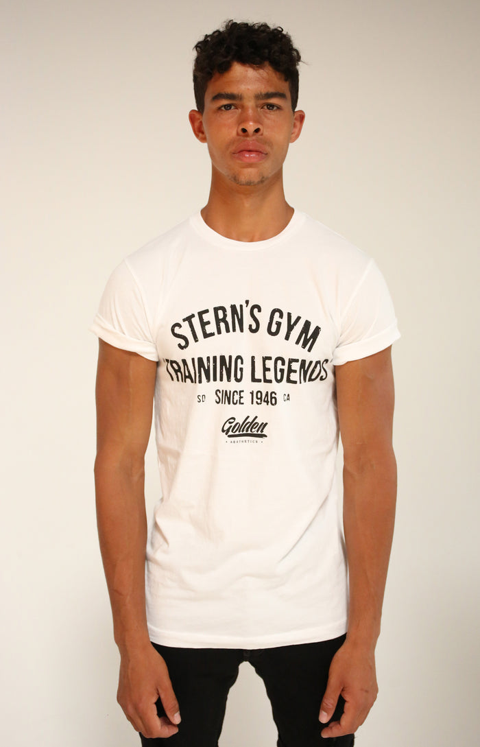 White Stern’s Gym Rolled Sleeve T-Shirt