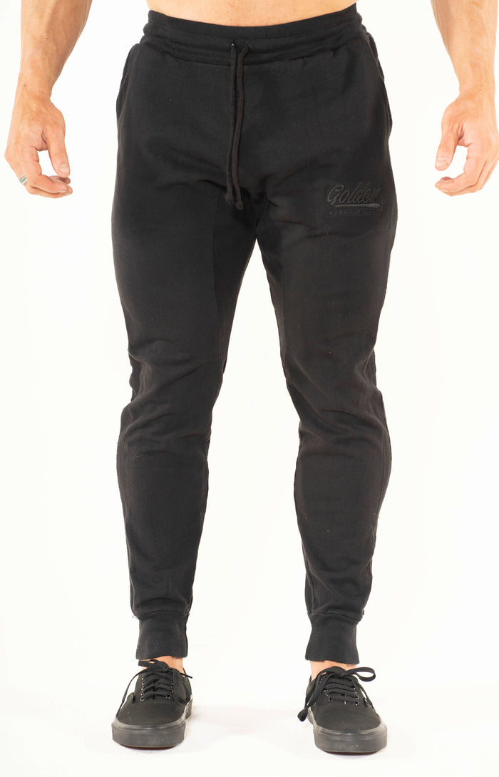 Men's Black Panel Joggers - Golden Aesthetics