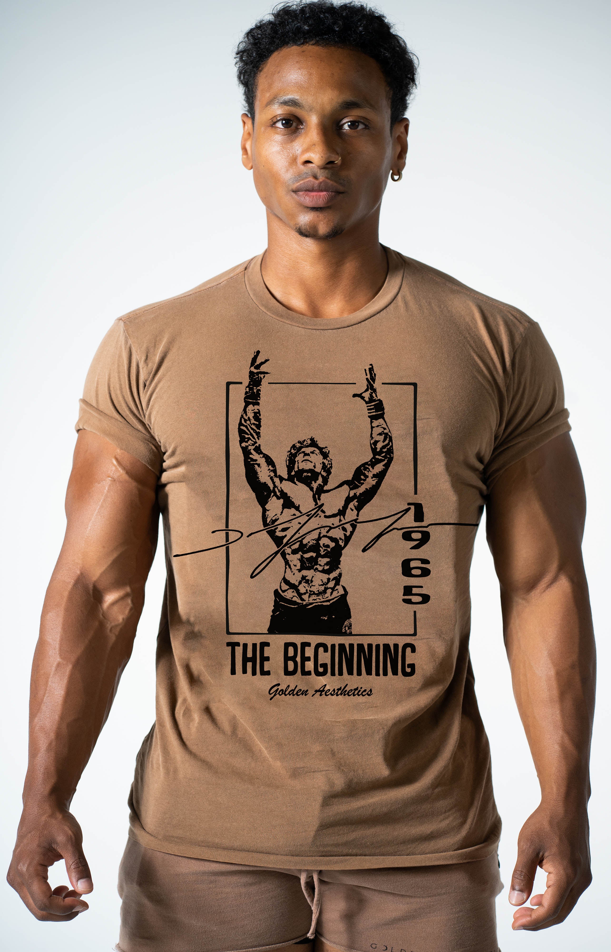 Brown The Beginning Rolled Sleeve T-Shirt