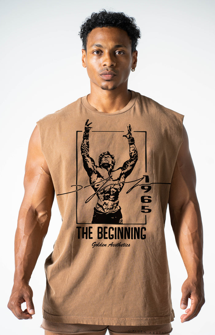 Oversized Brown The Beginning Muscle Tank