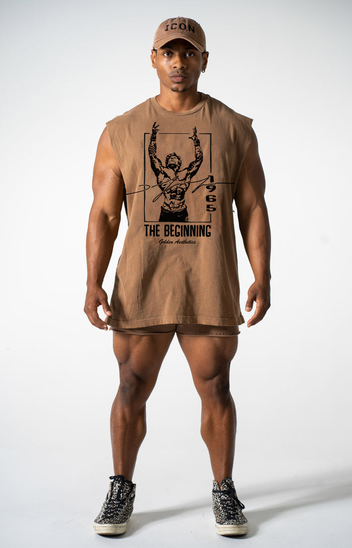 Oversized Brown The Beginning Muscle Tank