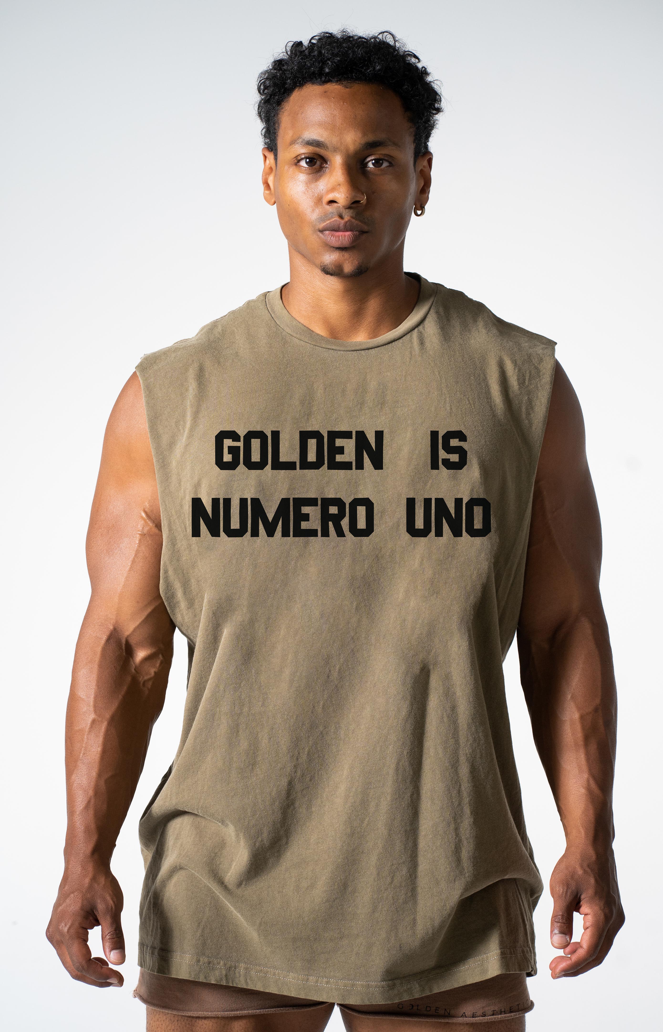 Oversized Faded Army Numero Uno Muscle Tank
