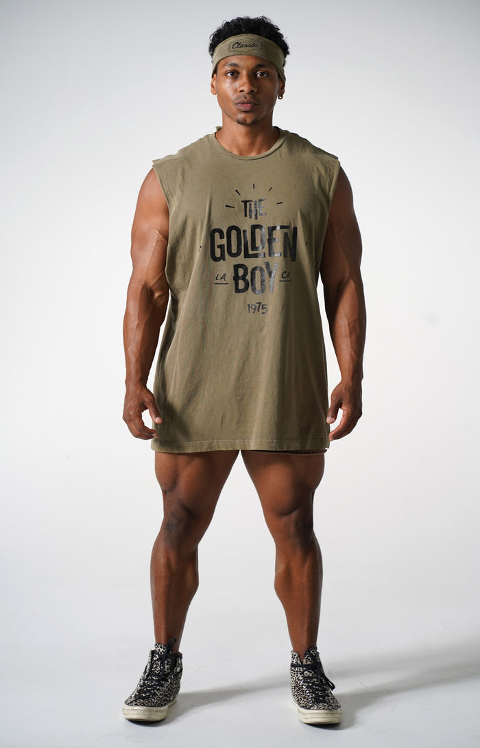 Oversized Faded Army The Golden Boy Muscle Tank