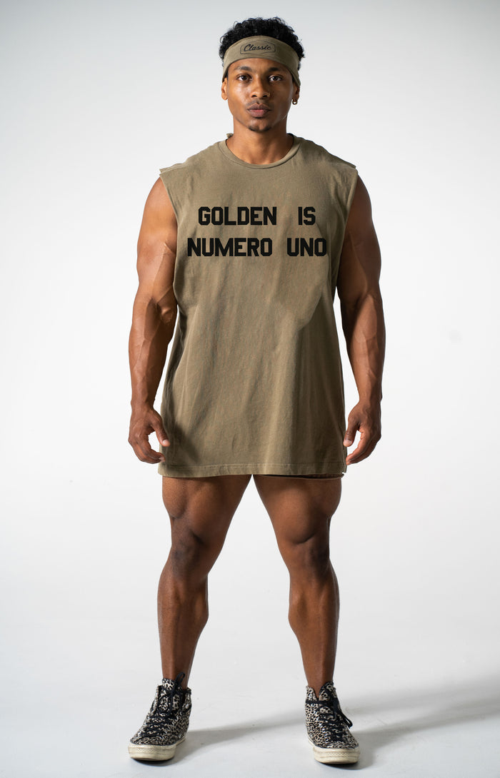 Oversized Faded Army Numero Uno Muscle Tank