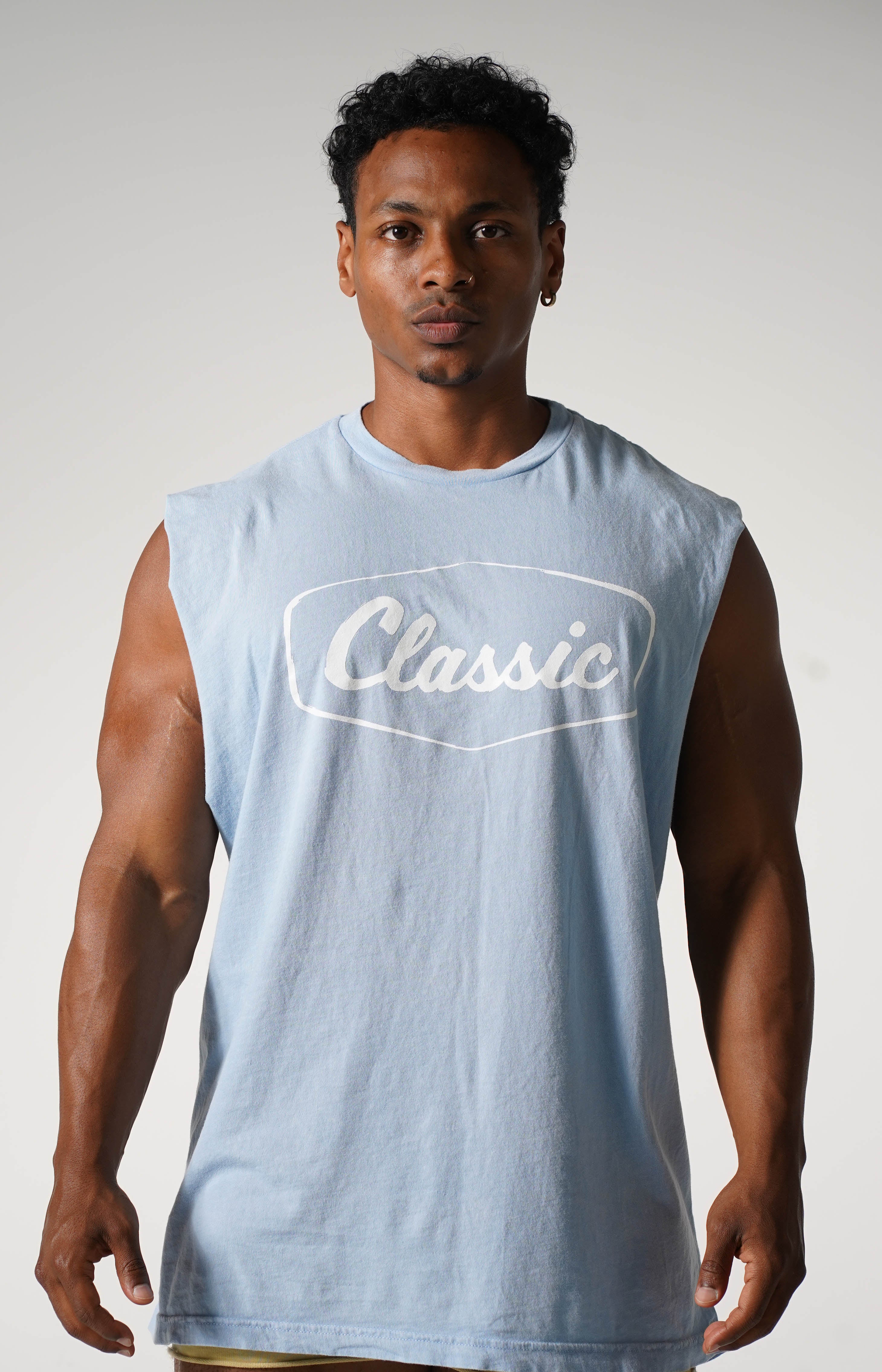 Oversized Light Navy Classic Muscle Tank