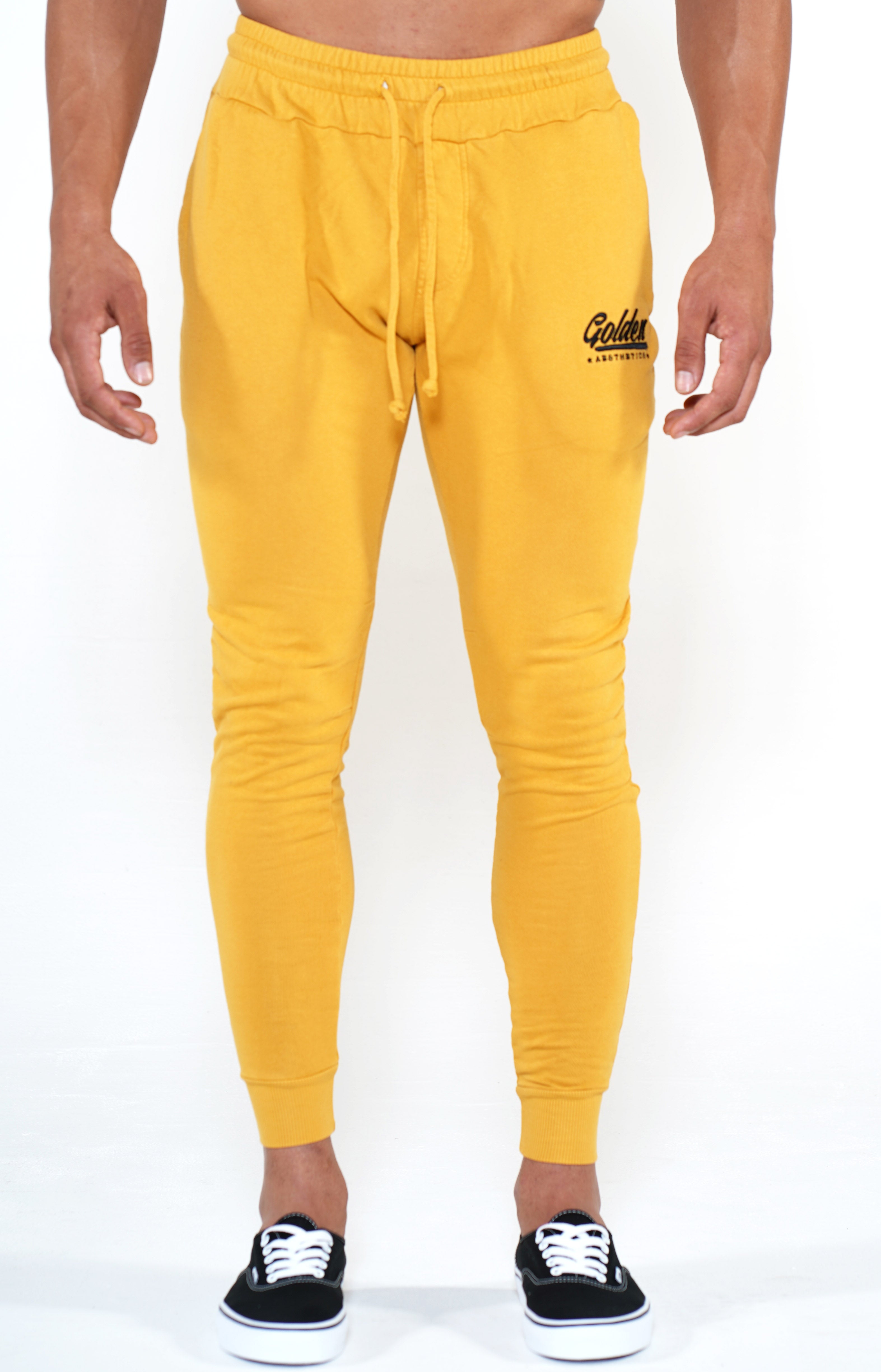 Men's Mustard/Black Classic Joggers - Golden Aesthetics