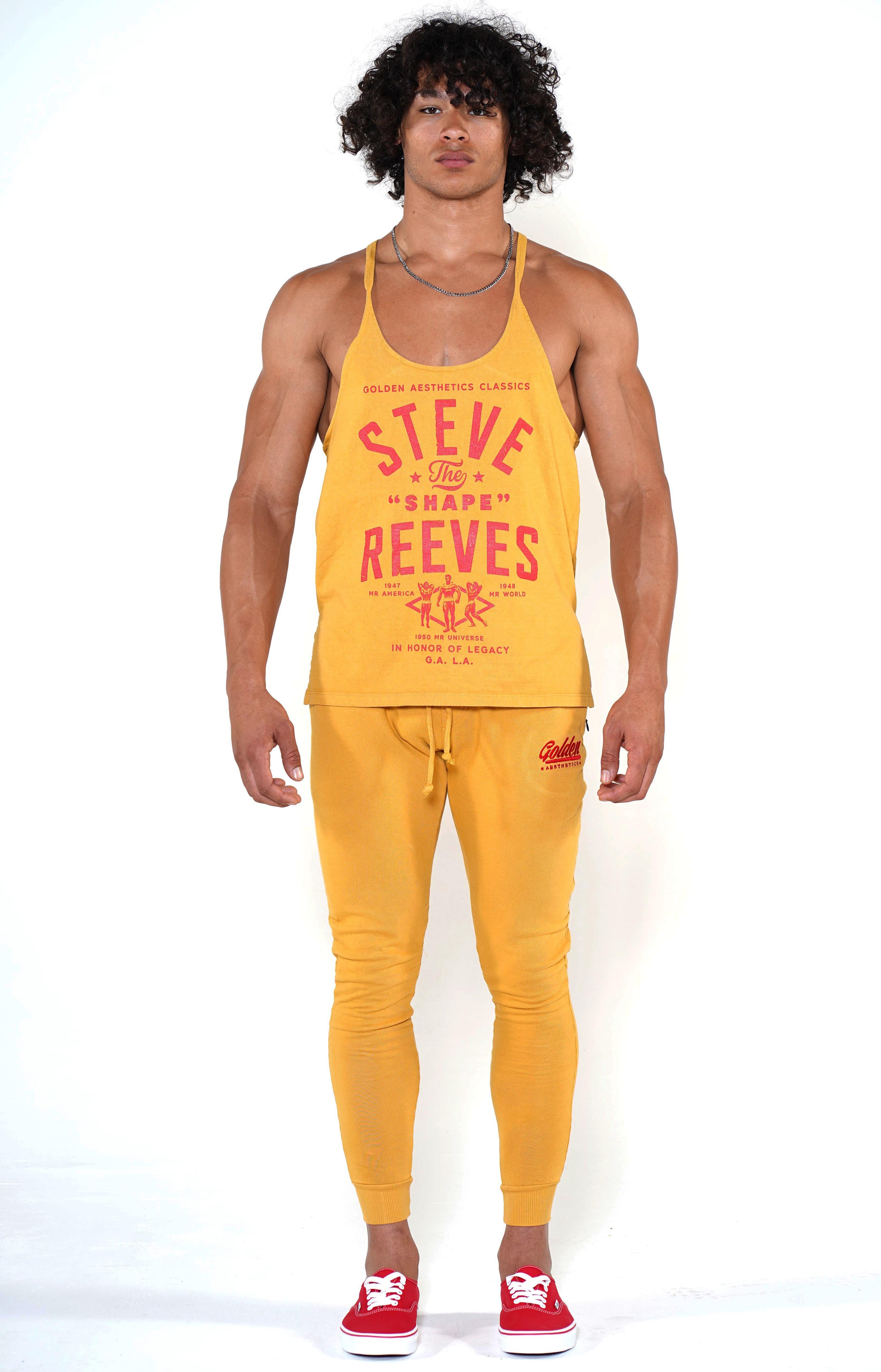 Men's Mustard Steve Reeves Original Stringer Tank - Golden Aesthetics