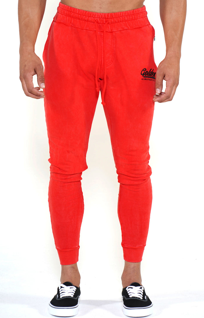 Men's Red/Black Classic Joggers - Golden Aesthetics