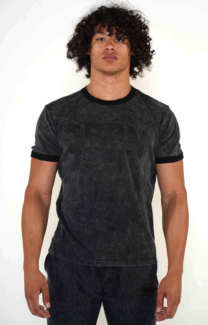 Men's Mineral Black/Black Ringer T-Shirt - Golden Aesthetics