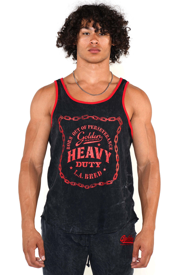 Men's Mineral Black Heavy Duty Ringer Tank - Golden Aesthetics