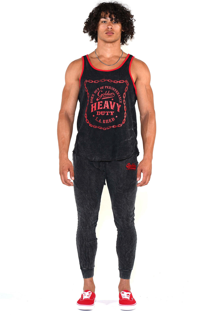 Men's Mineral Black Heavy Duty Ringer Tank - Golden Aesthetics