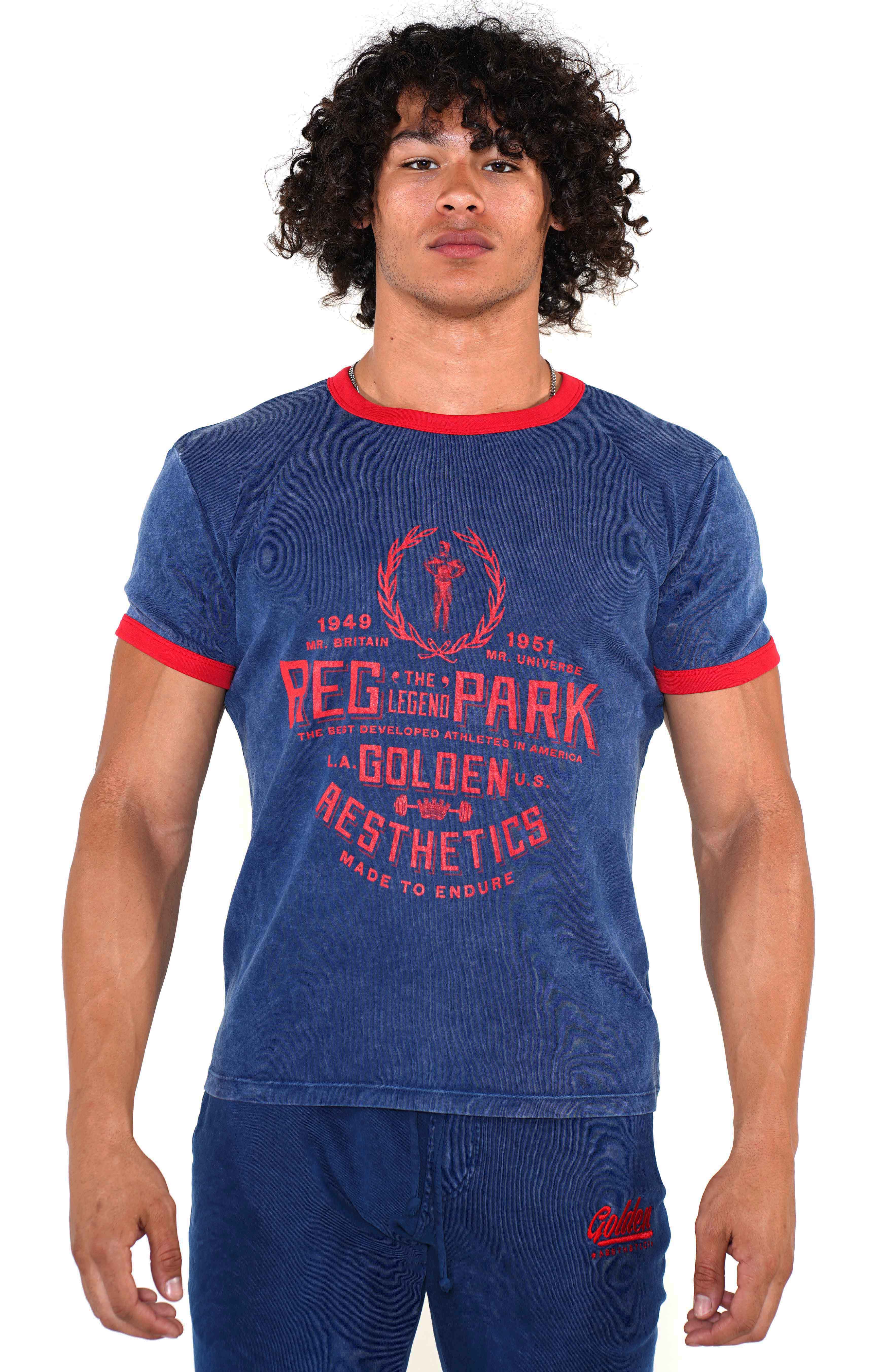 Men's Navy/Red Reg Park Ringer T-Shirt - Golden Aesthetics