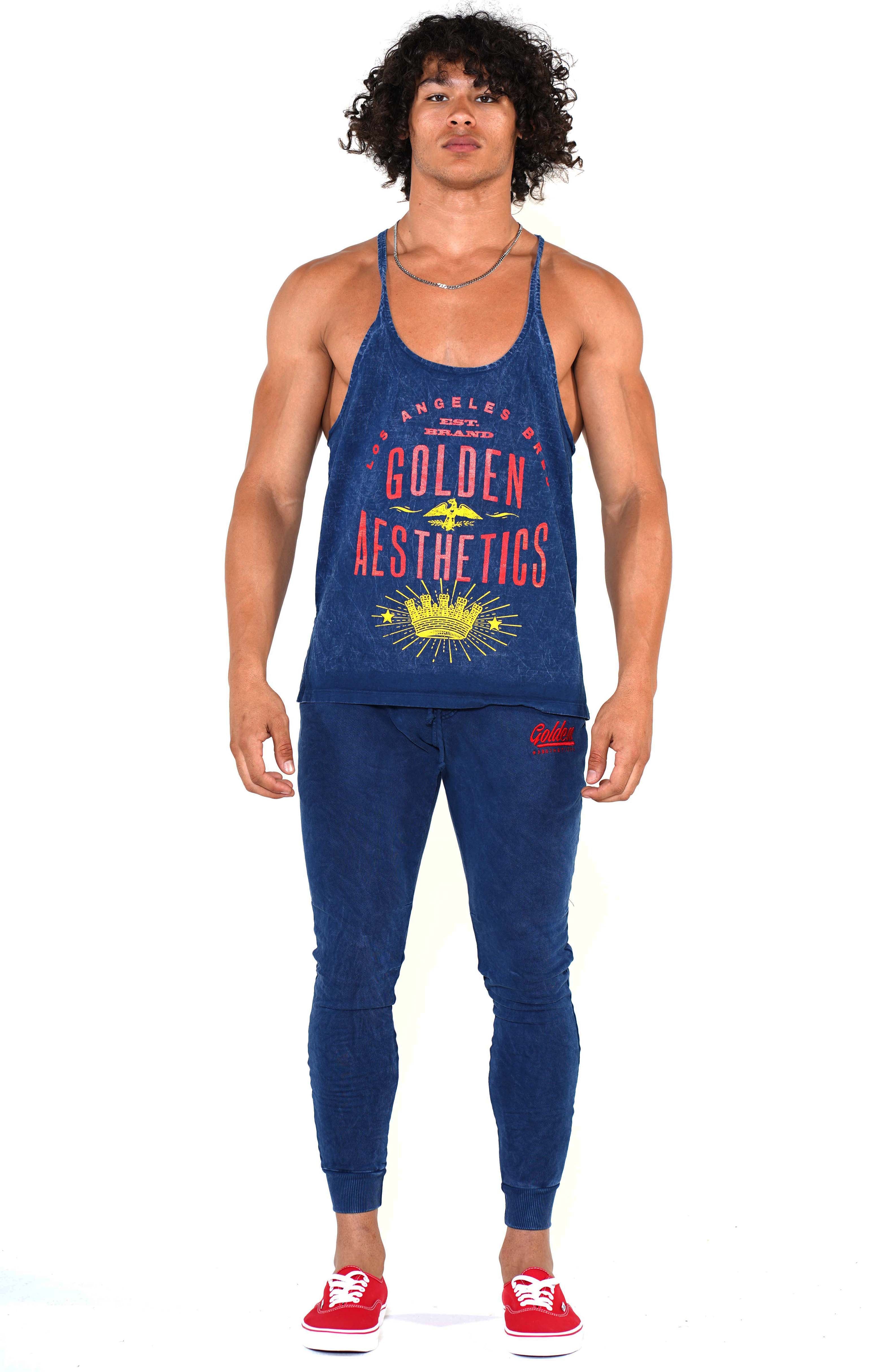 Men's Navy Original Stringer Tank - Golden Aesthetics