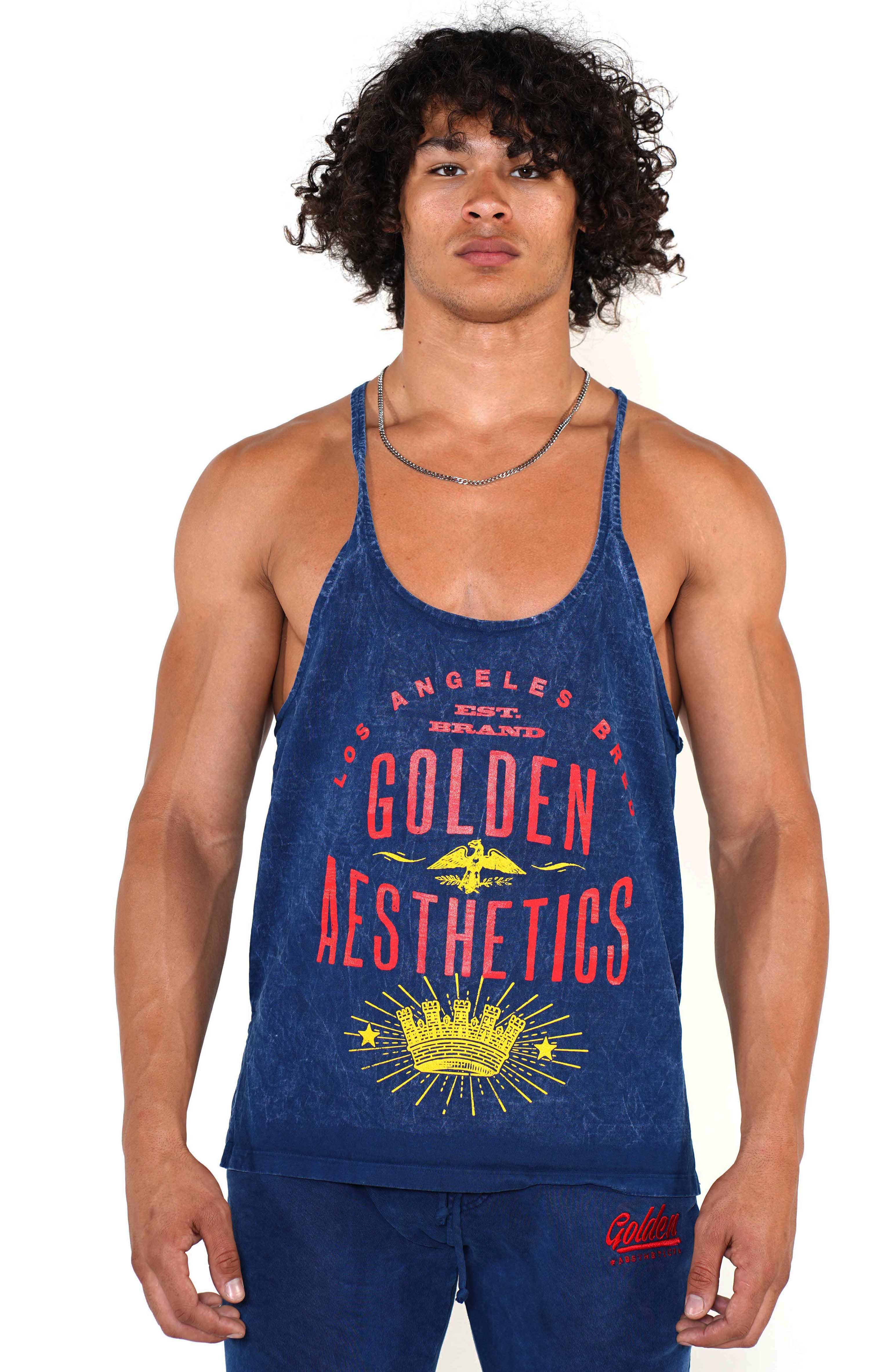 Men's Navy Original Stringer Tank - Golden Aesthetics