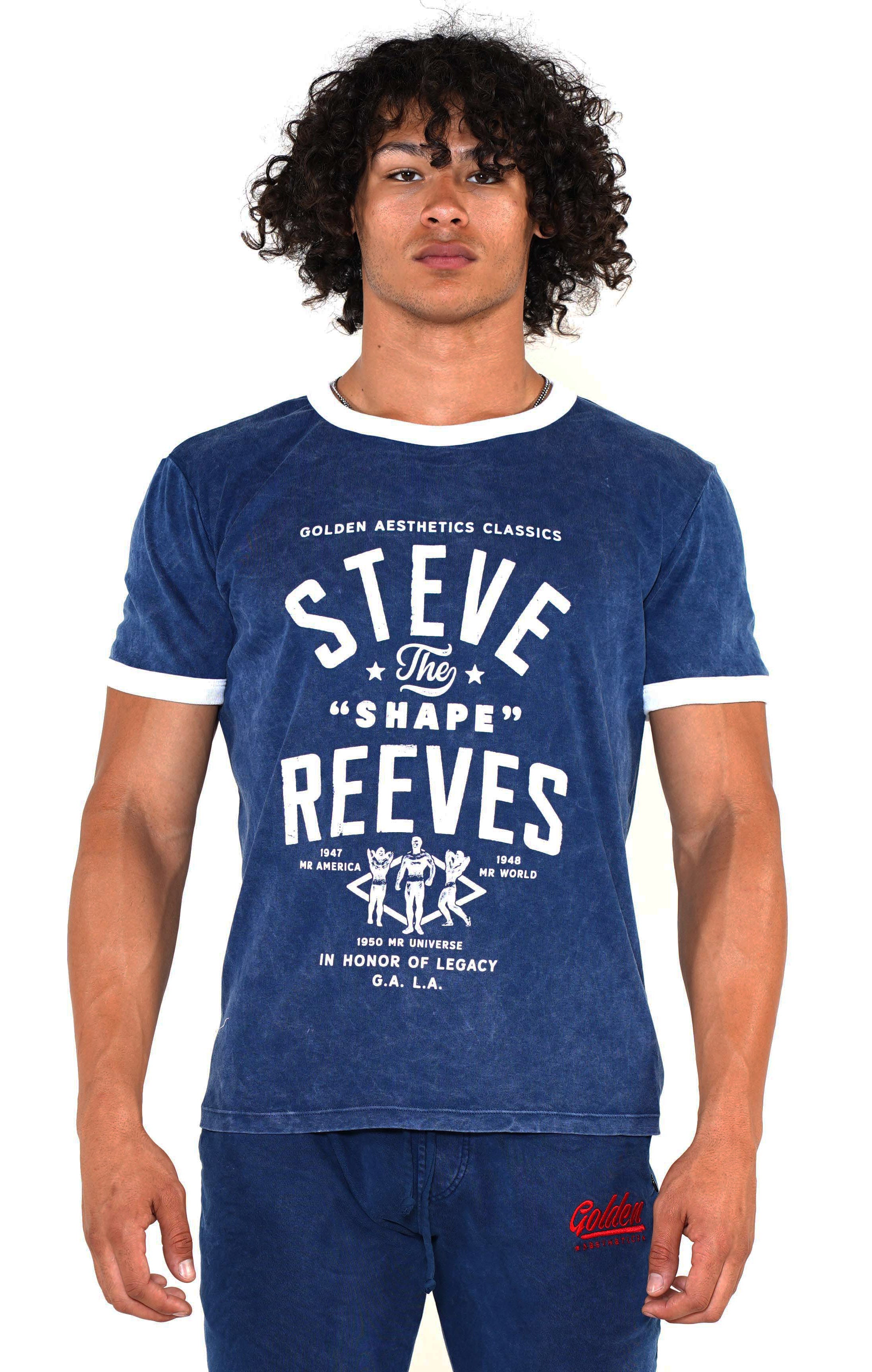 Men's Navy/White Steve Reeves Ringer T-Shirt - Golden Aesthetics