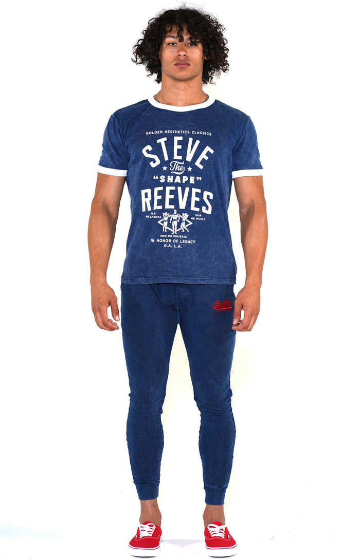 Men's Navy/White Steve Reeves Ringer T-Shirt - Golden Aesthetics