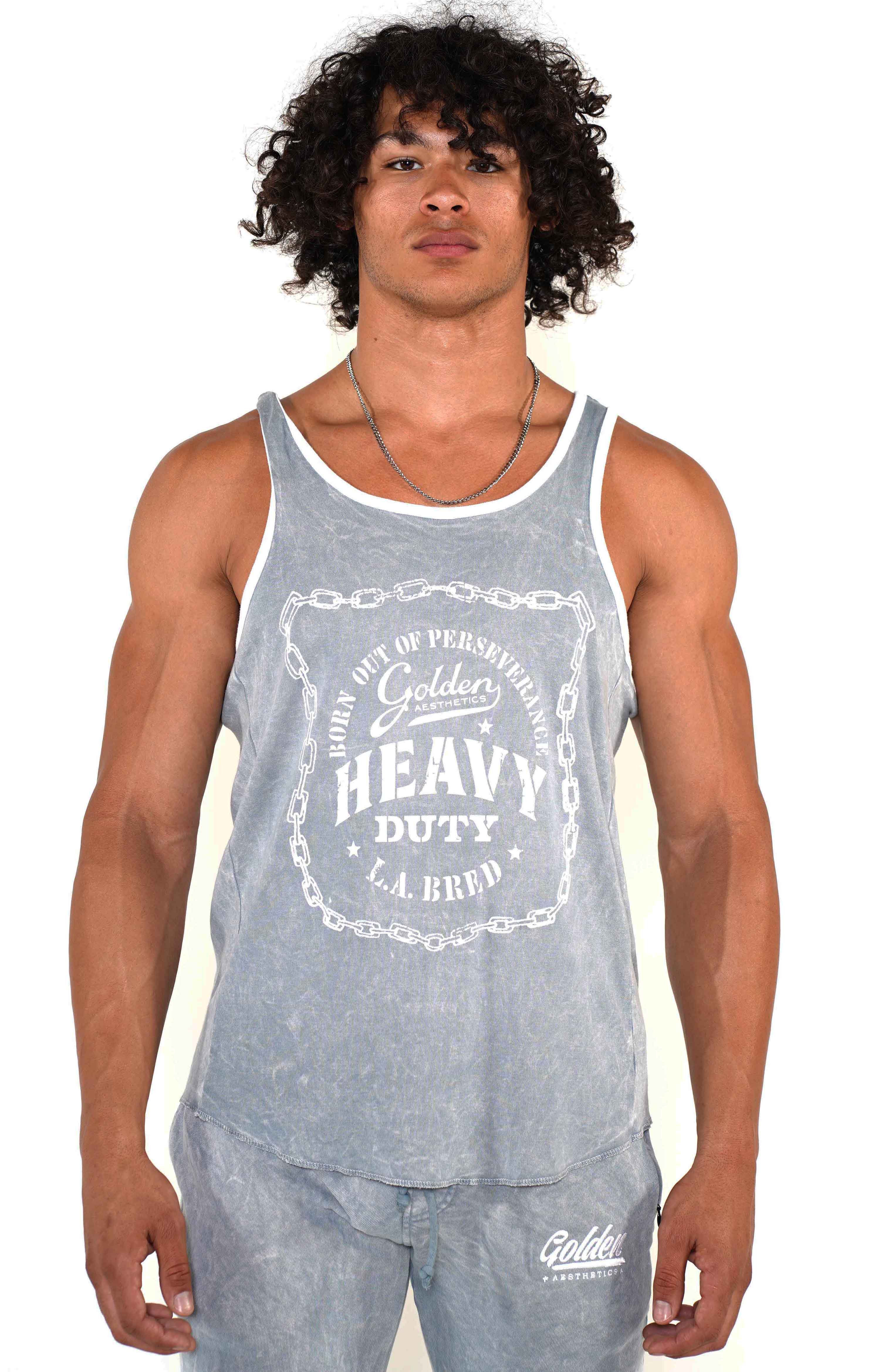 Men's Cool Grey Heavy Duty Ringer Tank - Golden Aesthetics