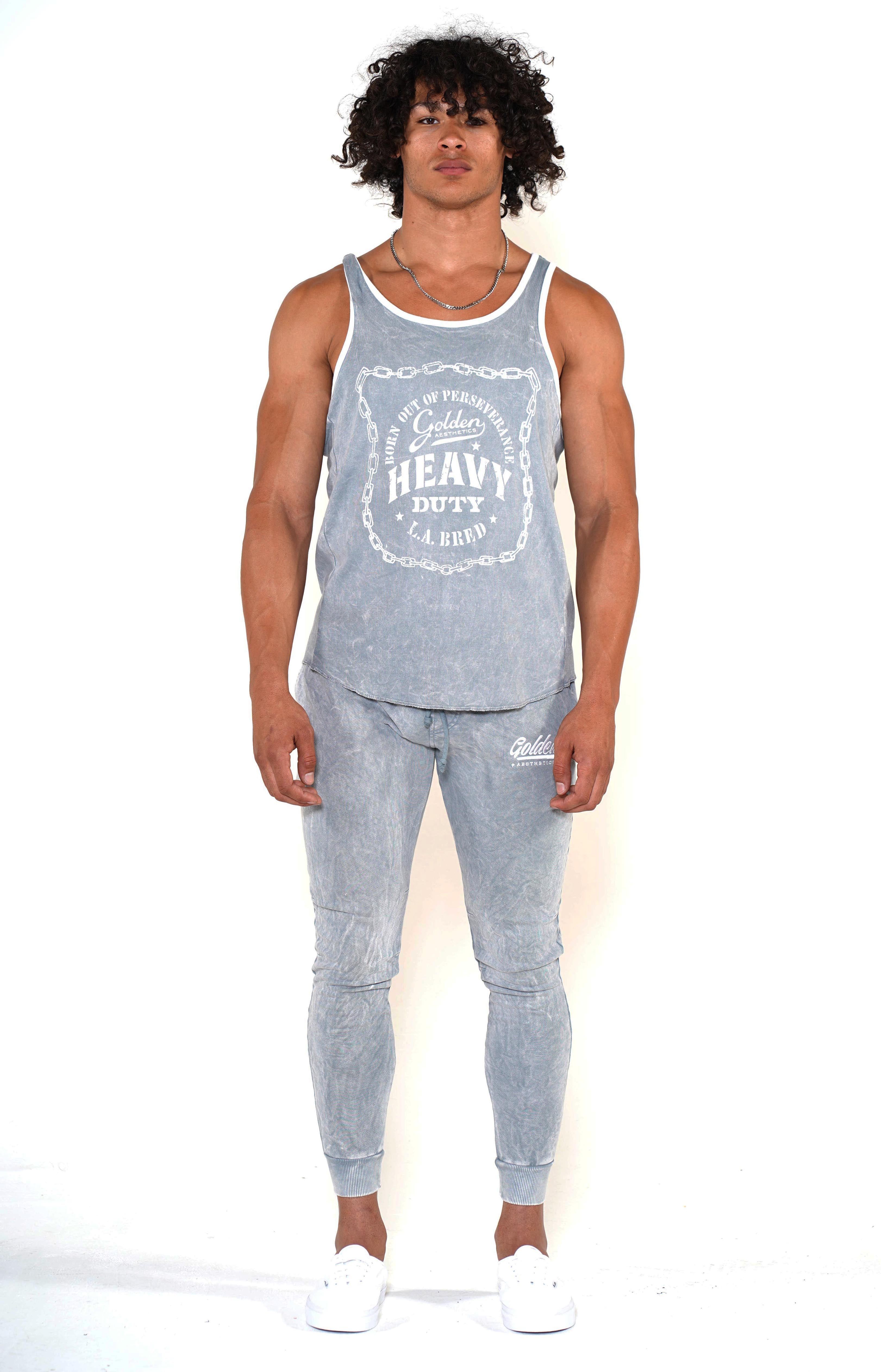 Men's Cool Grey Heavy Duty Ringer Tank - Golden Aesthetics