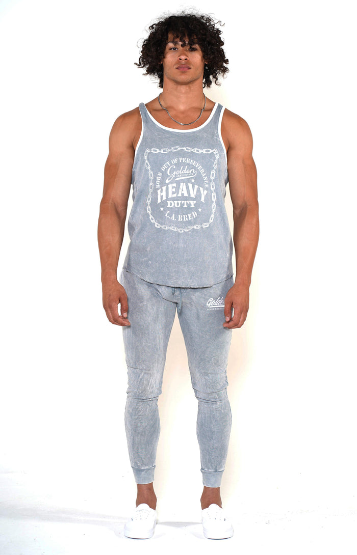 Men's Cool Grey Heavy Duty Ringer Tank - Golden Aesthetics