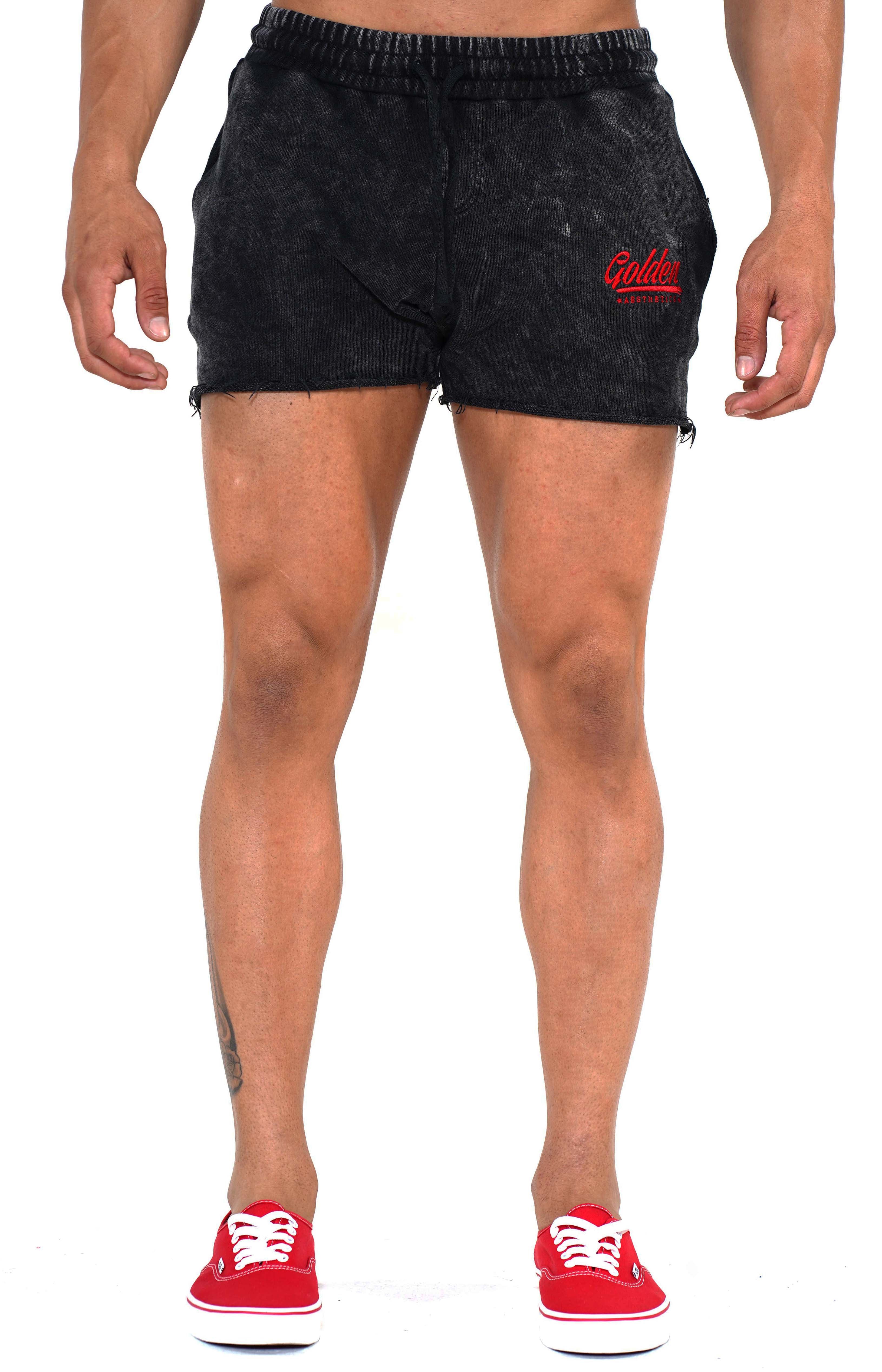 Men's Mineral Black/Red Shorts - Golden Aesthetics