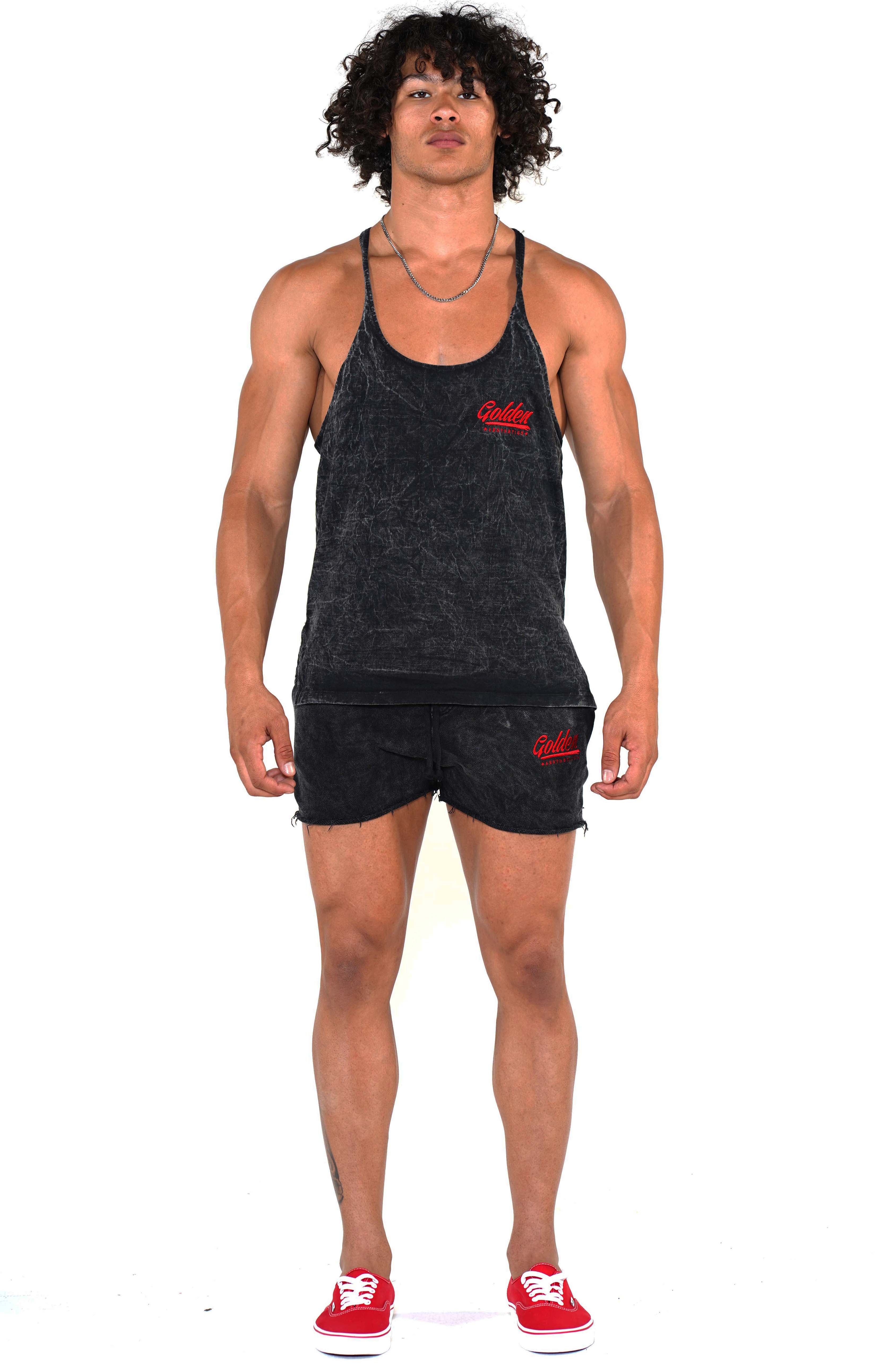 Men's Mineral Black/Red Shorts - Golden Aesthetics